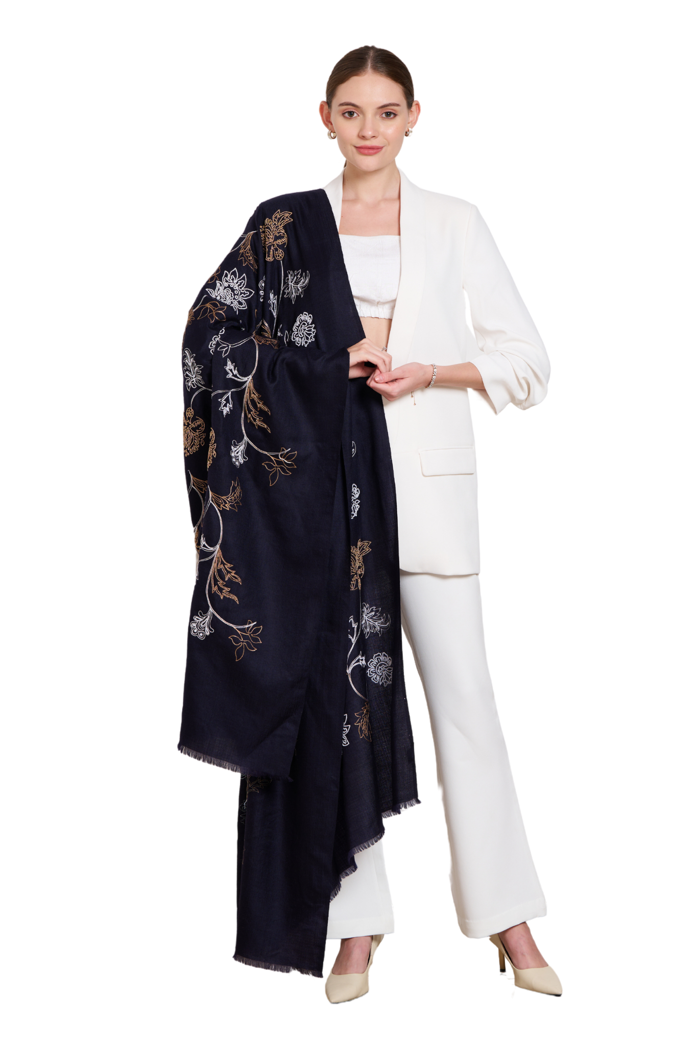 Timeless Floral Embroidered Shawl