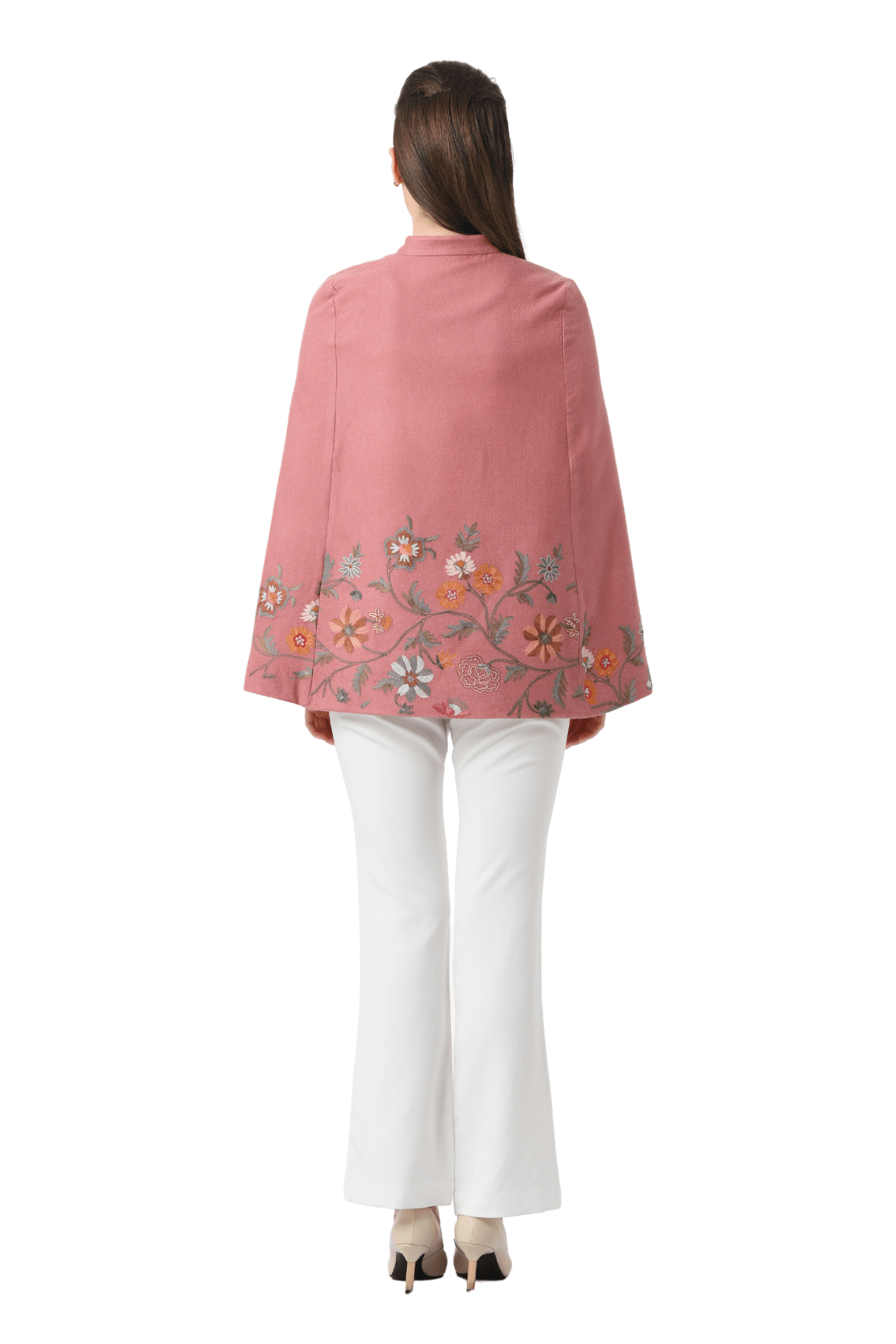 Enchanted Floral Wool Silk Cape