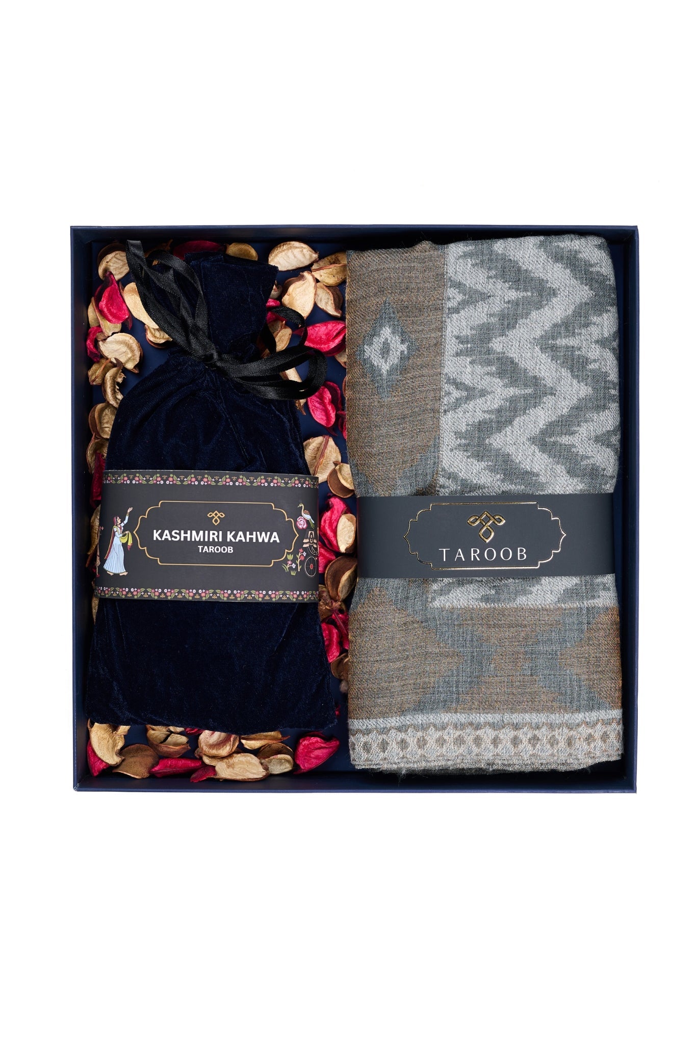 Exclusive Gift Set of Woollen Kashmiri Stole & Kashmiri Kahwa
