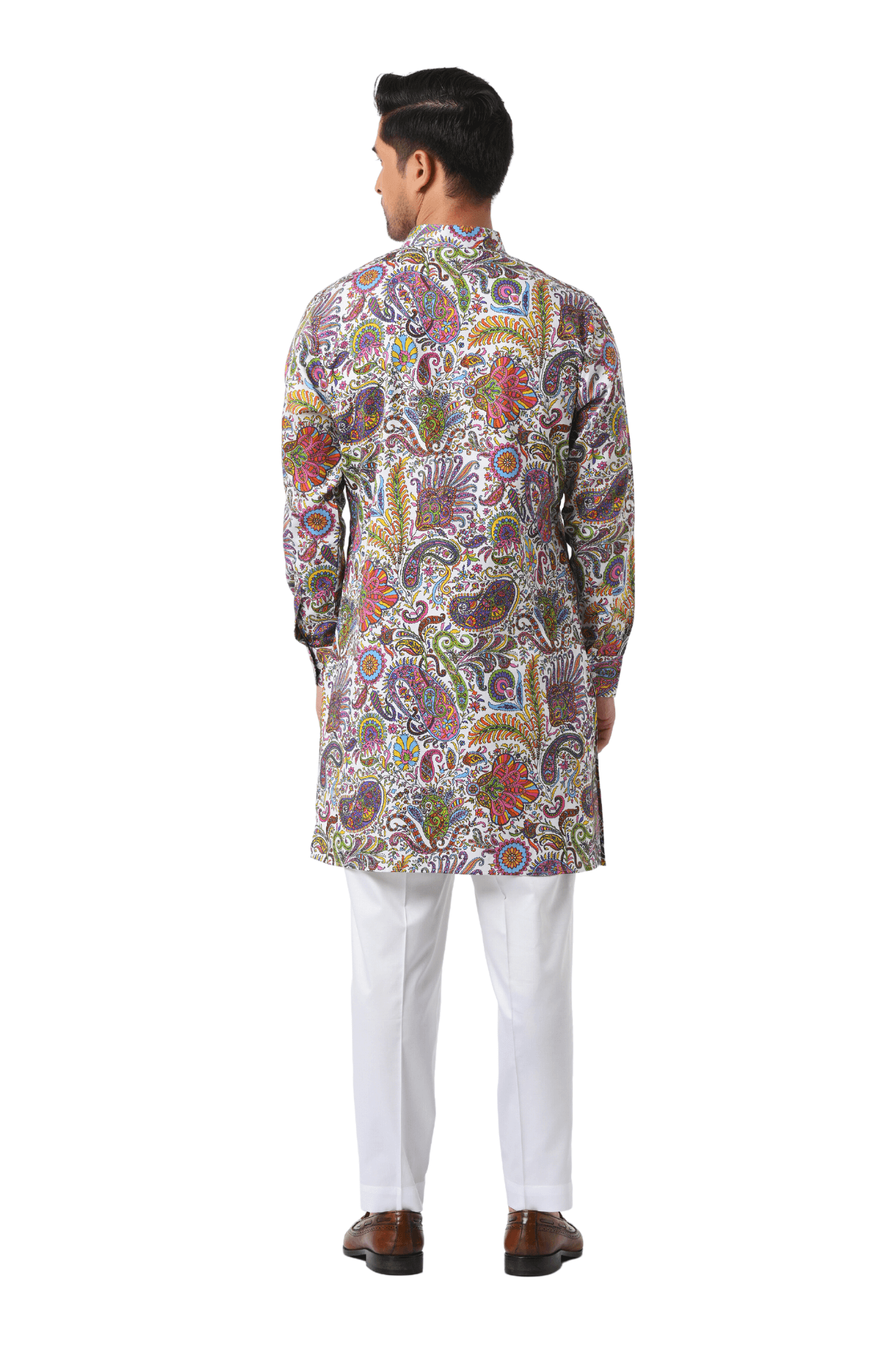 Taroob Fun Paisley Printed Silk Kurta Pajama Set