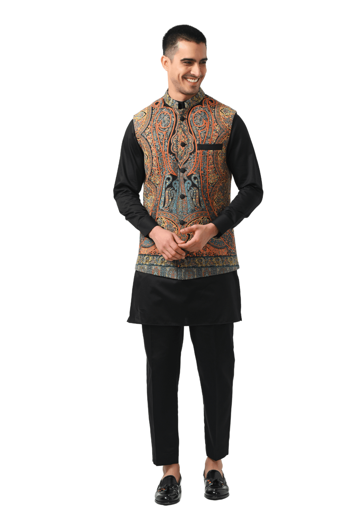 Taroob Gift Set of Vintage Kashmir Sozni Nehru Jacket for Him