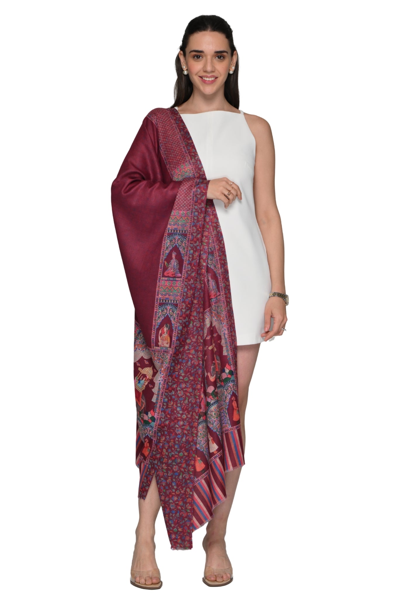 Reverisble Printed Mughal Stole – Women's Printed Stoles – View 5 | Taroob