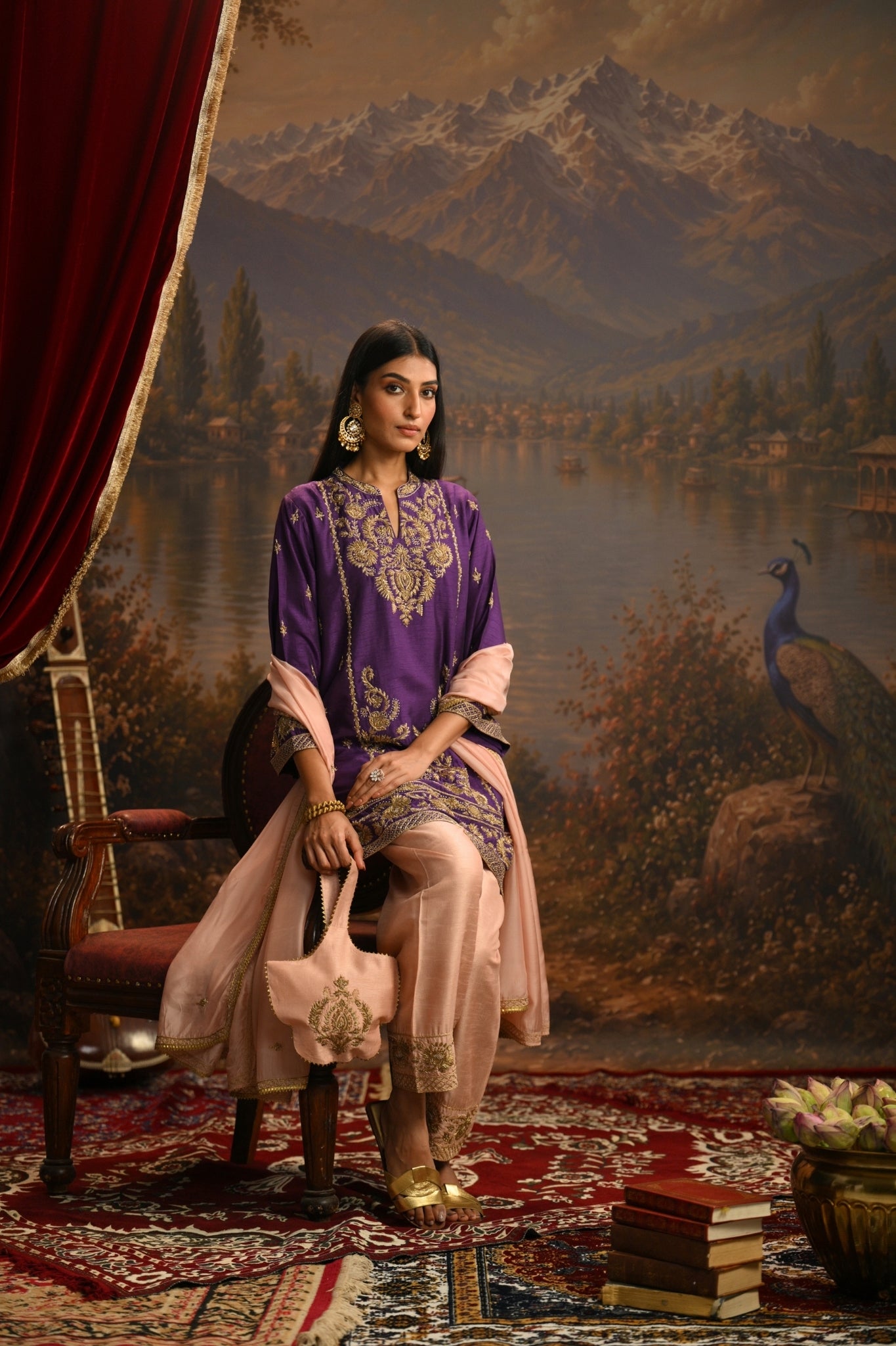 Purple Meher Bagh Embroidered Kurta Set Taroob