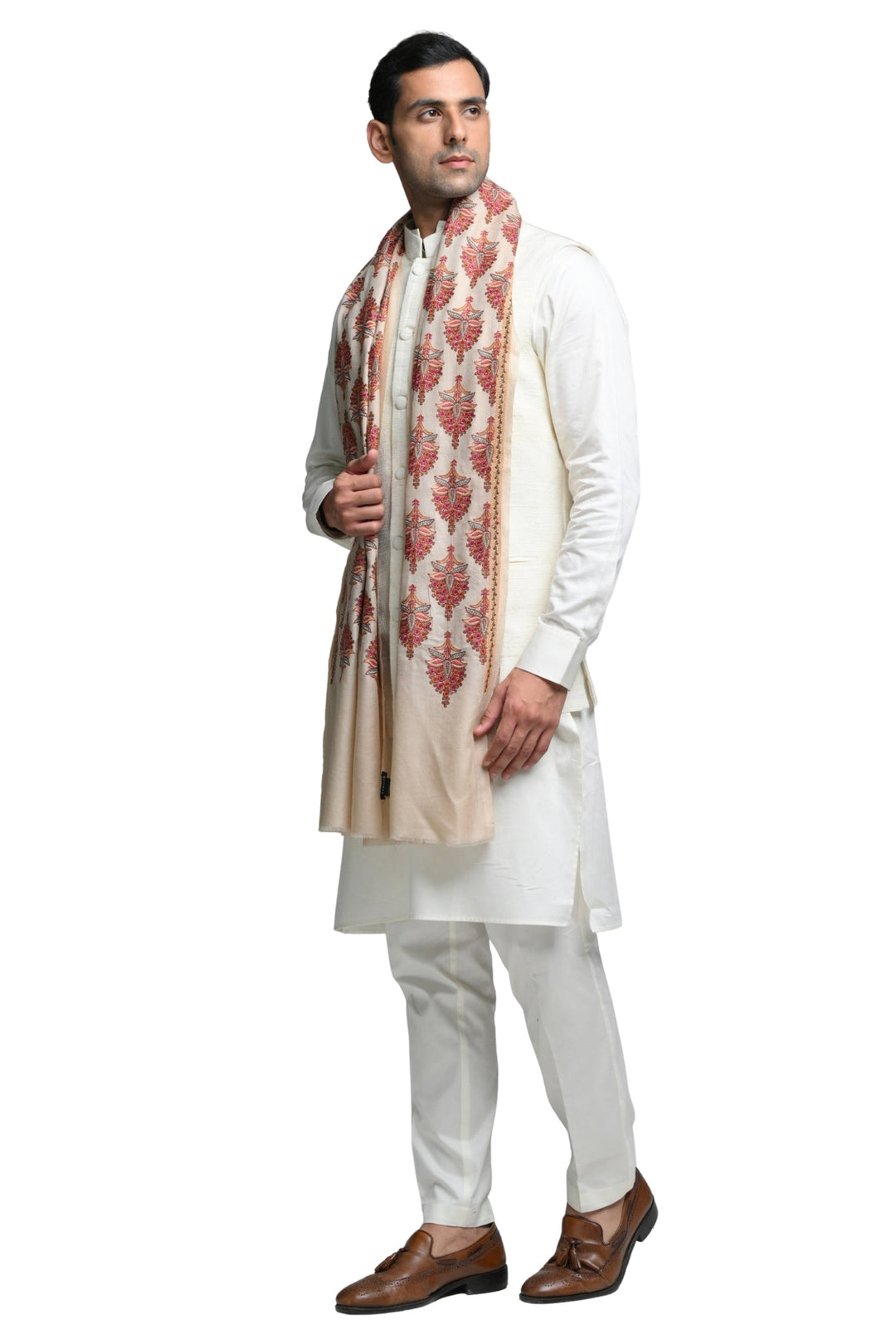 Taroob Embroidered Jamawar Stole