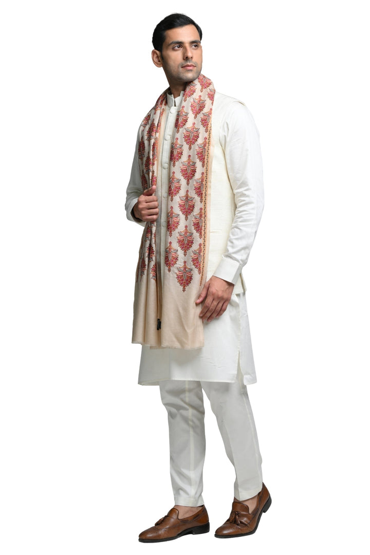 Taroob Embroidered Jamawar Stole