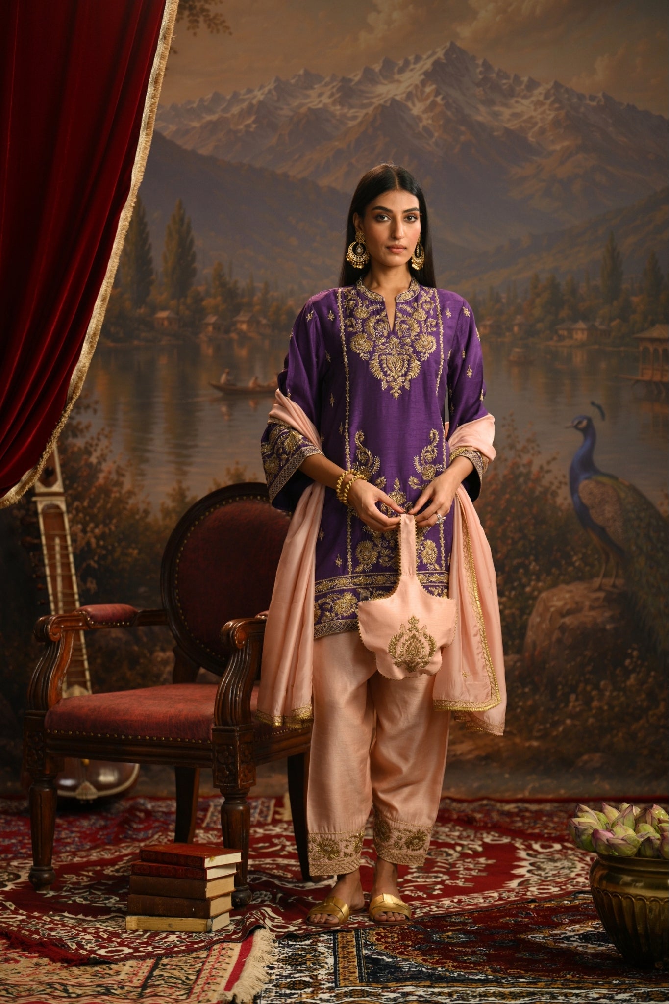 Purple Meher Bagh Embroidered Kurta Set Taroob