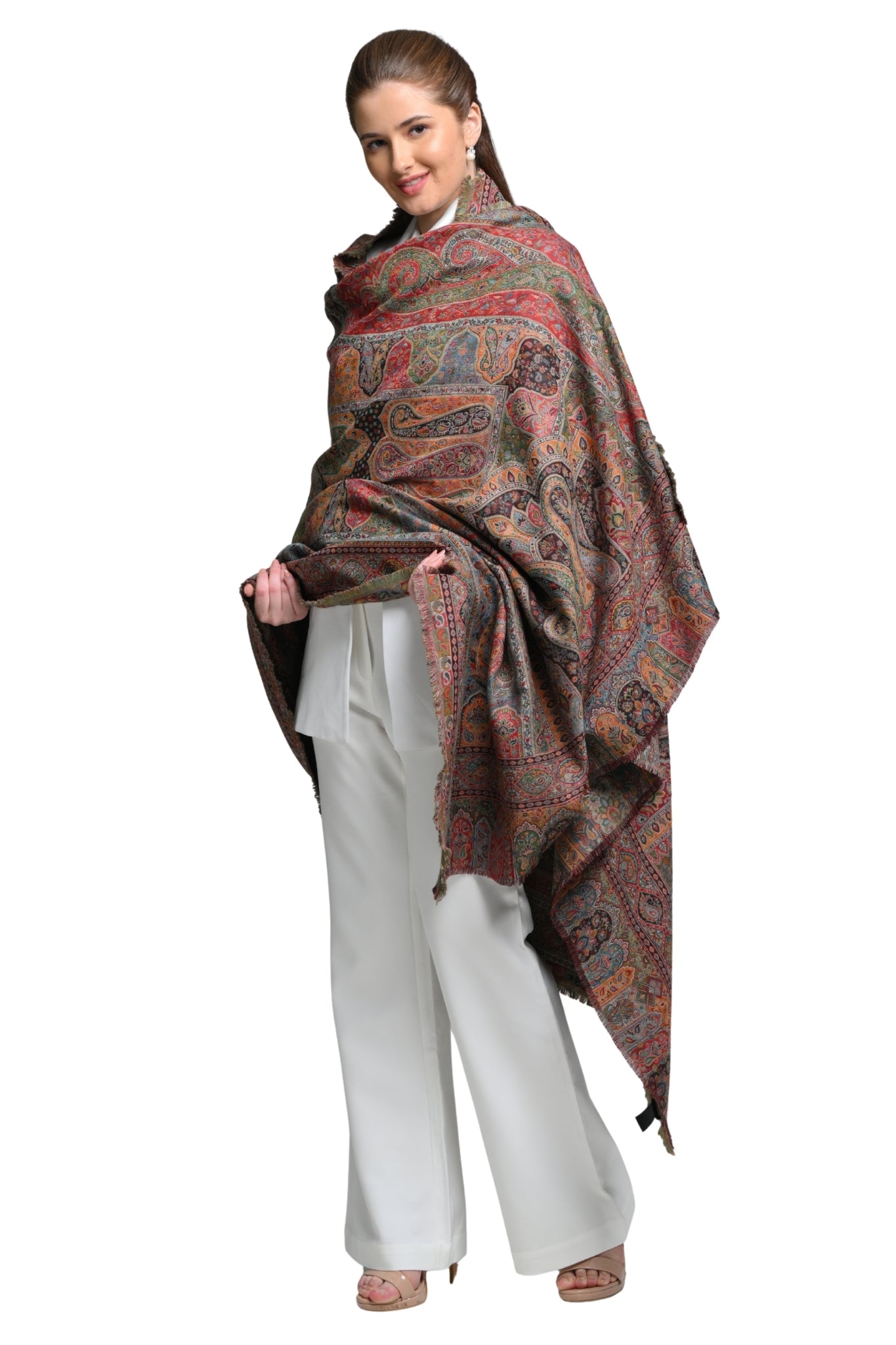 Taroob Faux Pashmina Antique Jamawar Shawl
