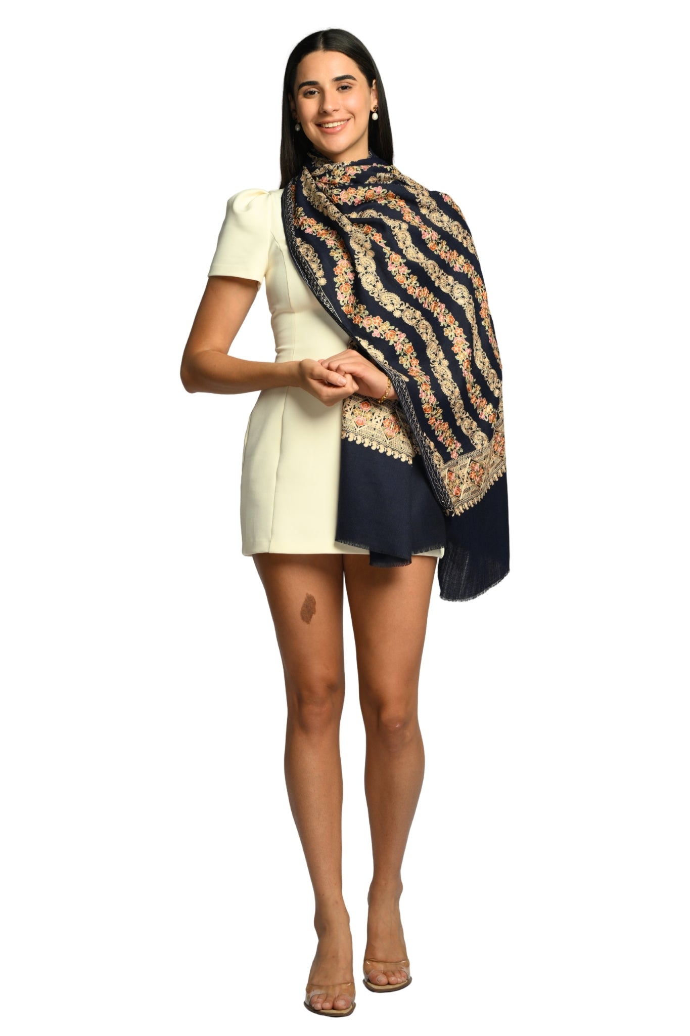 Taroob Parallel Petals Embroidered Stole