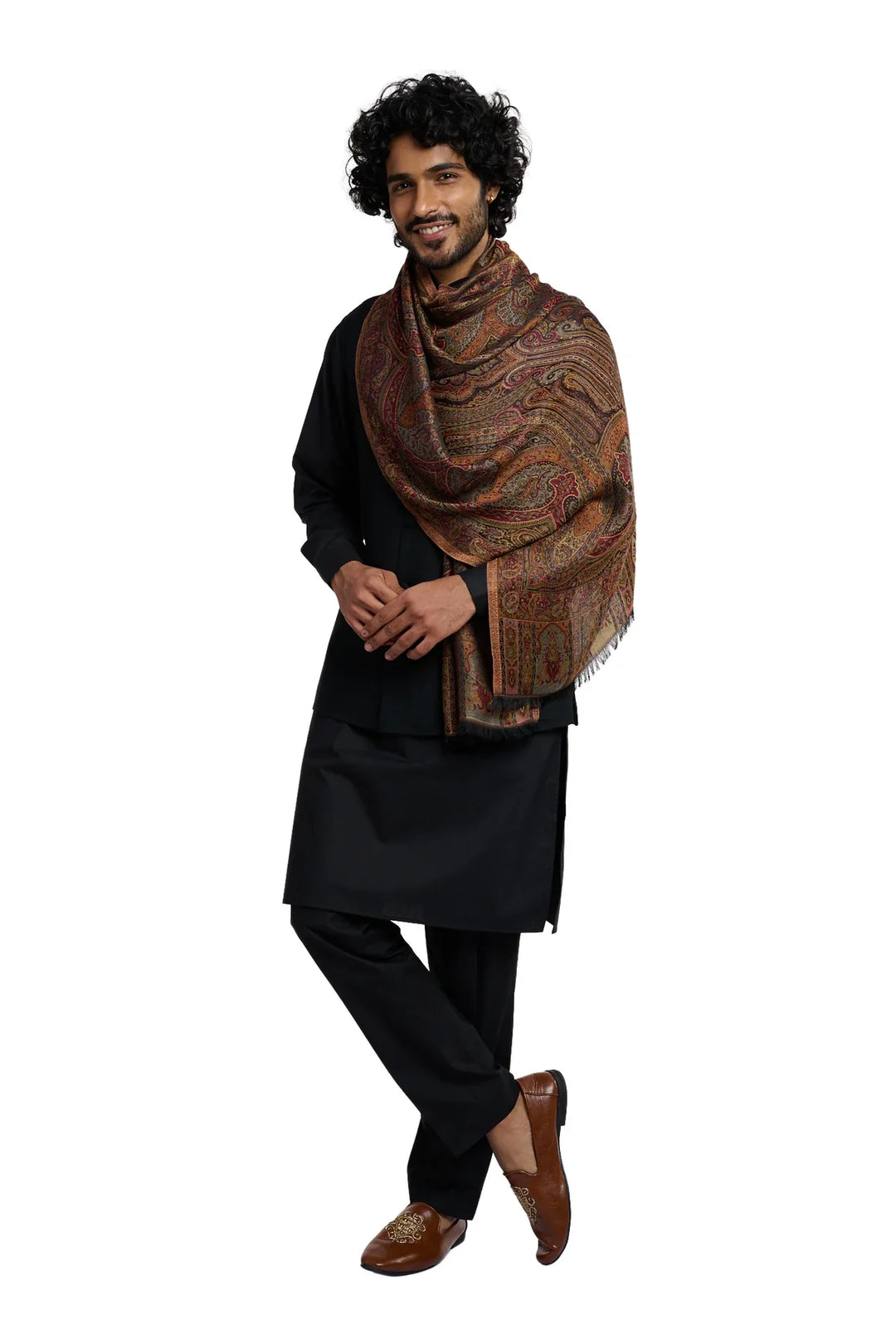 Taroob Couple Gift Set of Fine Wool Stole for Her & Jamawar Stole for Him