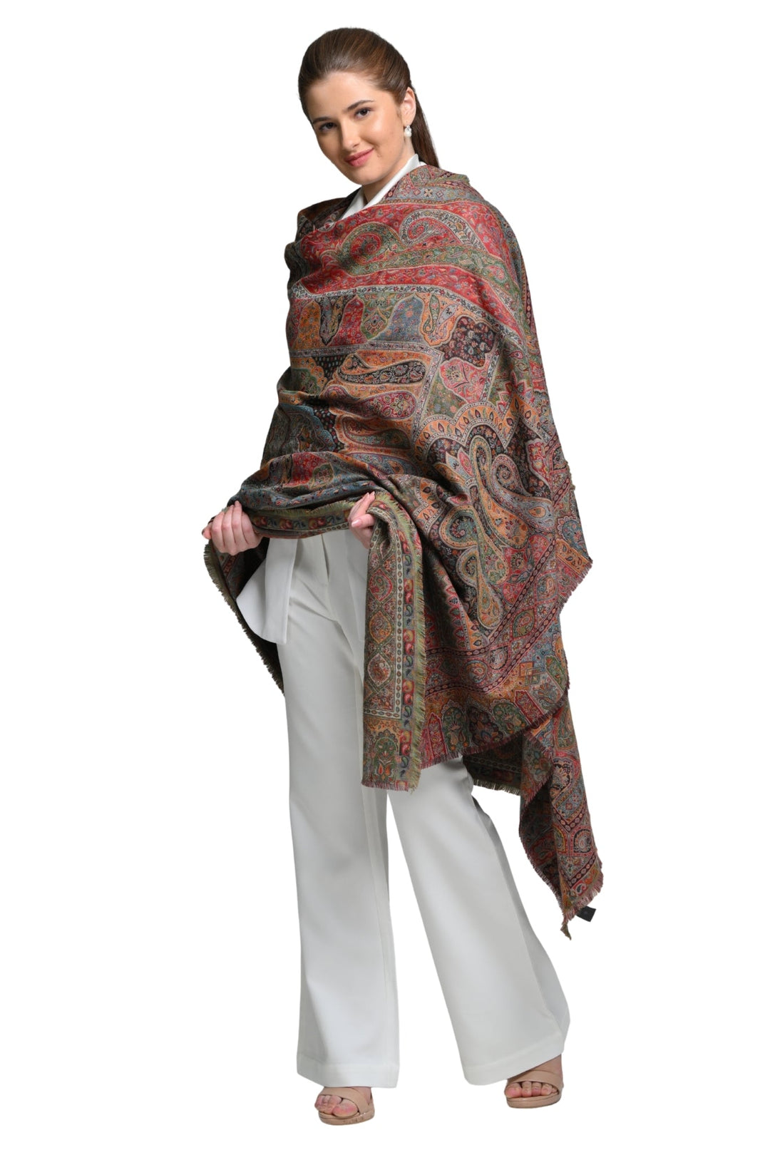 Taroob Faux Pashmina Antique Jamawar Shawl