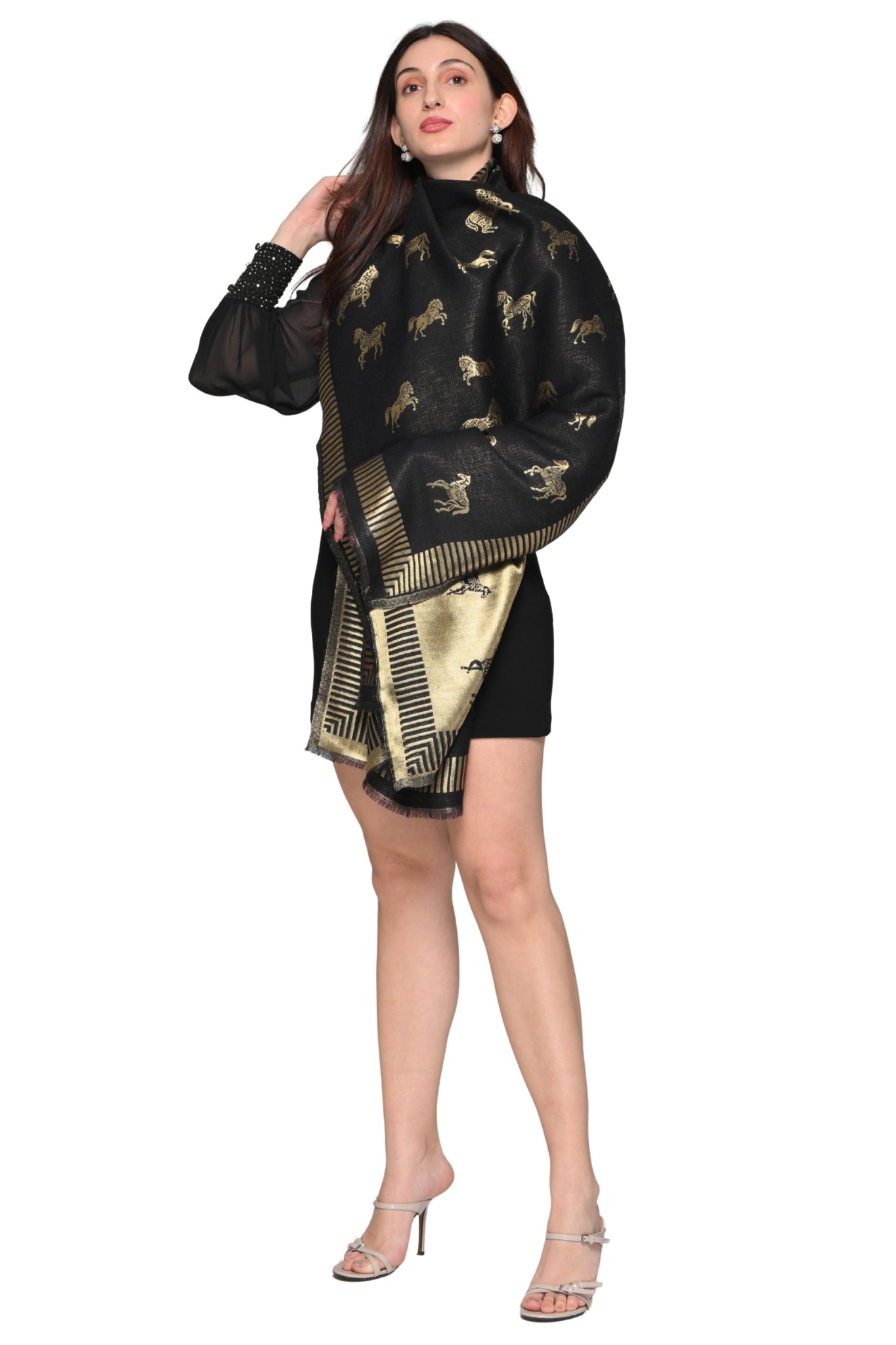 Resham Heritage Stole – Women's Zari Stoles – View 8 | Taroob