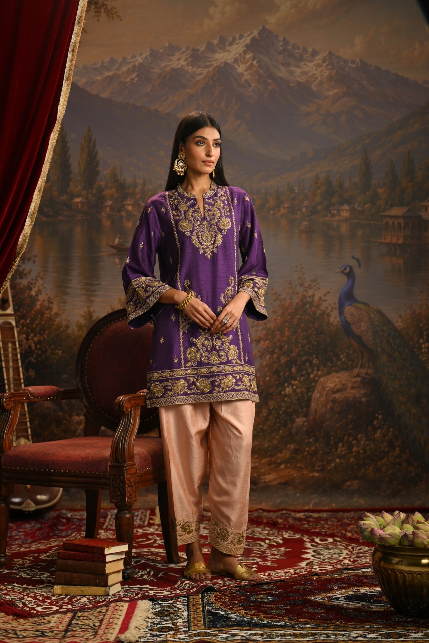 Purple Meher Bagh Embroidered Kurta Set Taroob