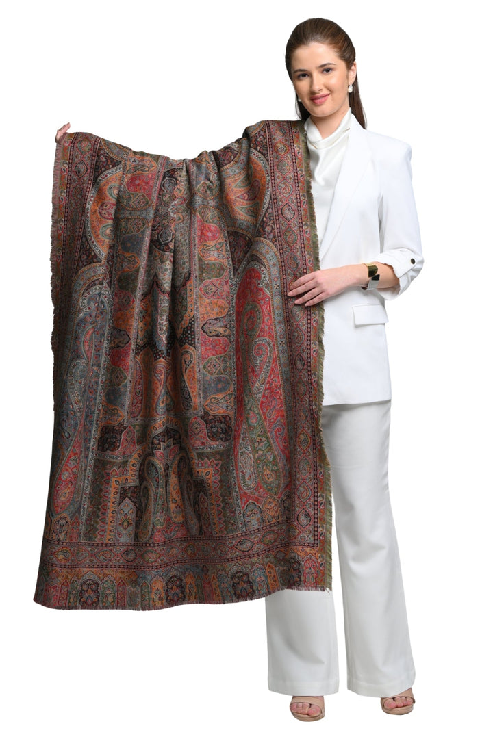 Taroob Faux Pashmina Antique Jamawar Shawl