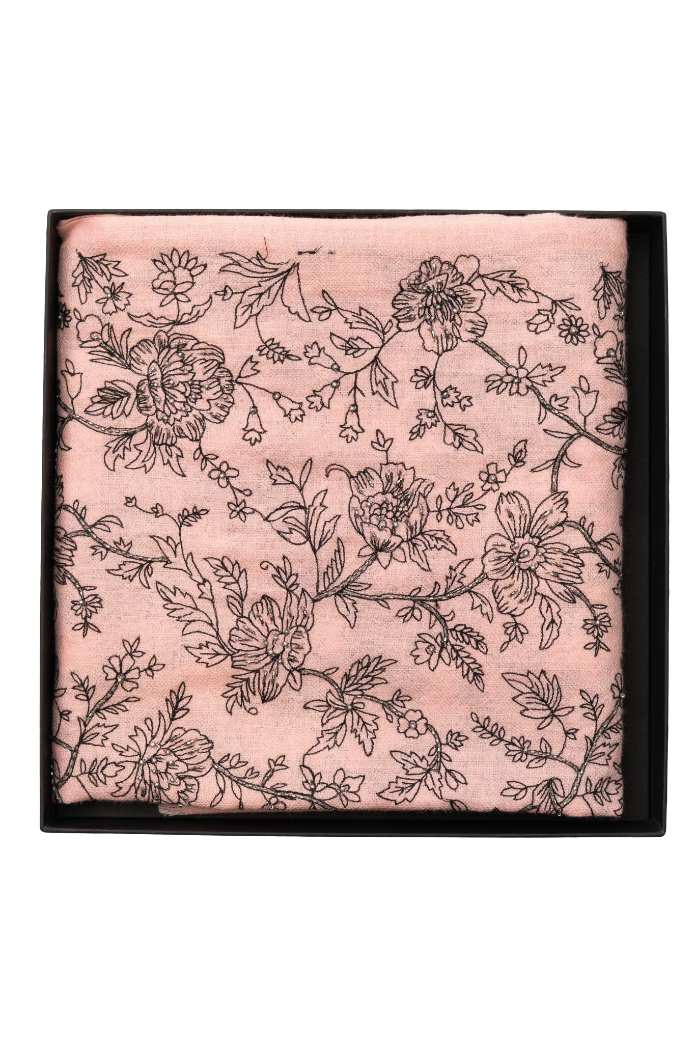 Taroob Gift Set of Hand Embellished Sketched Floral Scarf for Her