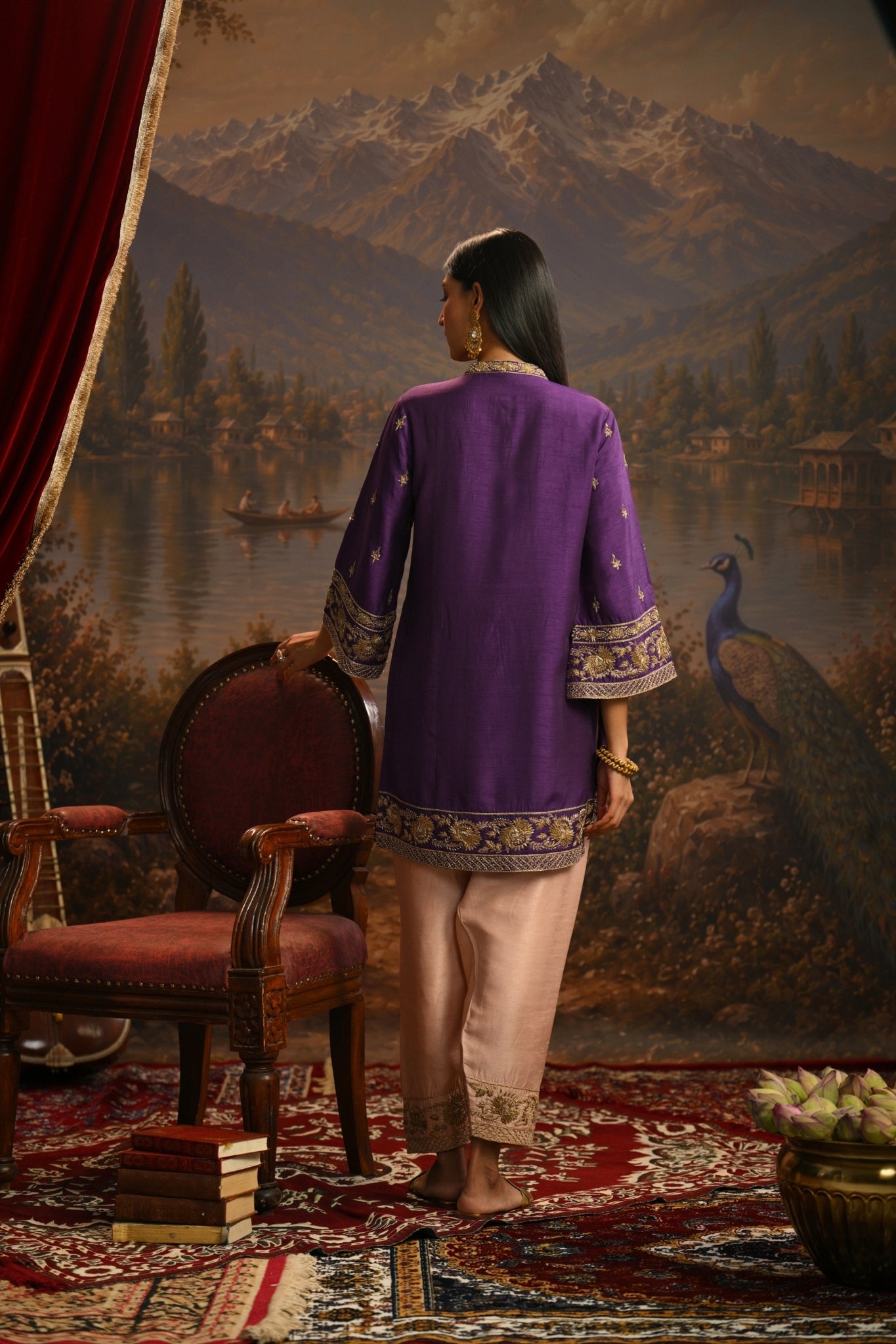 Purple Meher Bagh Embroidered Kurta Set Taroob