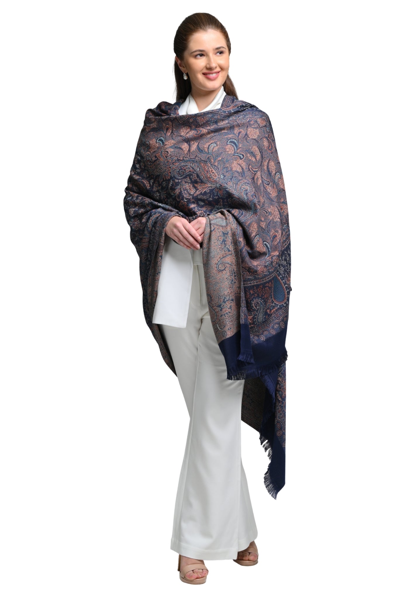 Taroob Faux Pashmina Antique Jamawar Shawl