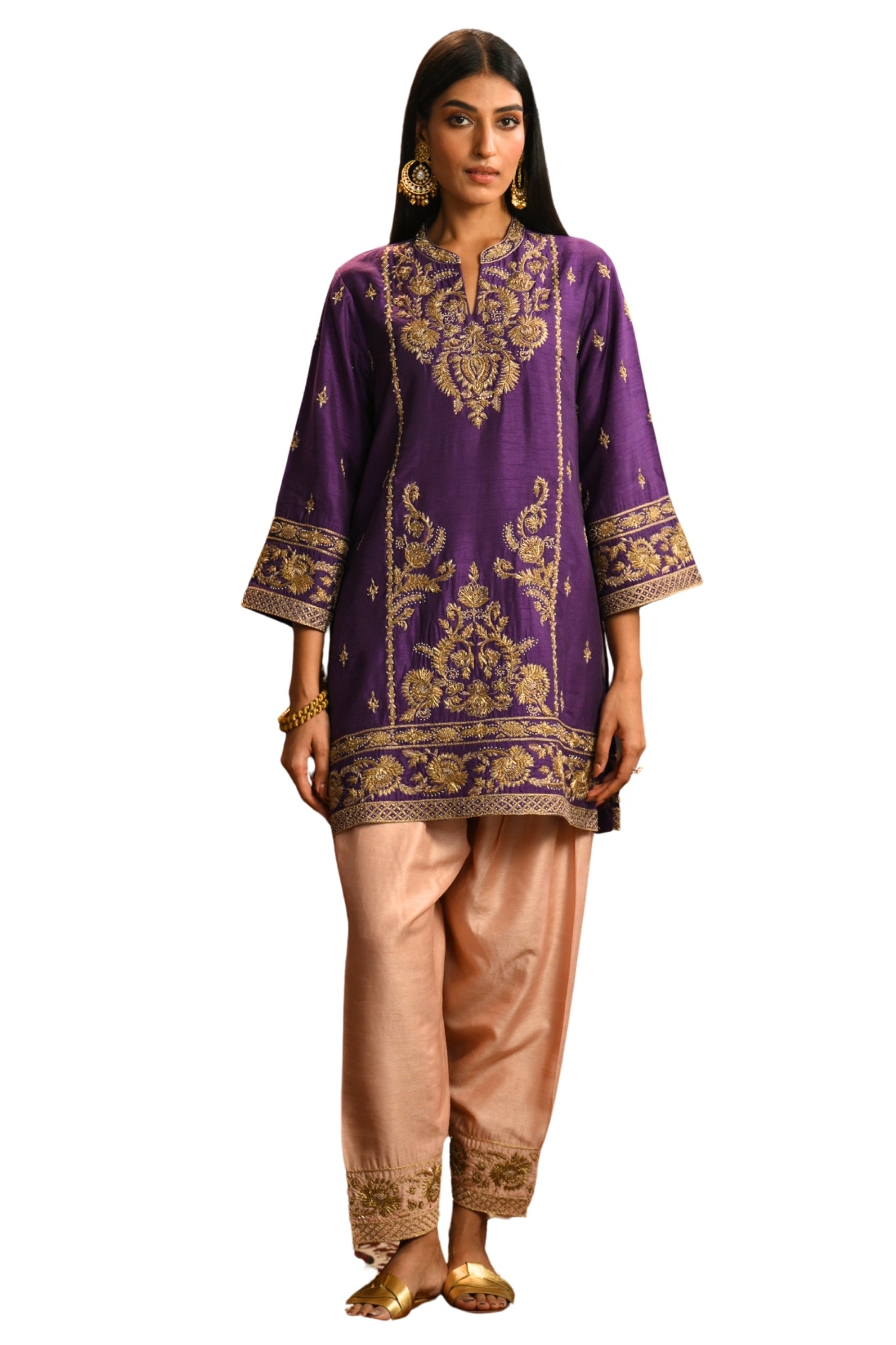 Purple Meher Bagh Embroidered Kurta Set Taroob