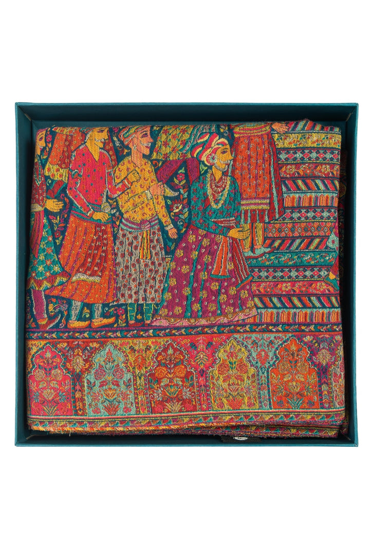 Taroob Gift Set of Royal Mughal Darbar Wool Kaani Shawl for Him or Her ( Unisex Shawl )