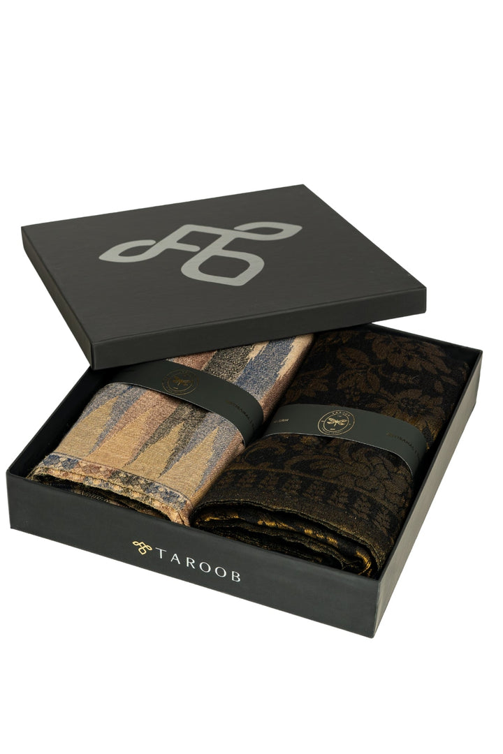 Taroob Couple Gift Set of Ikat Stole for Him & Zari Shawl for Her