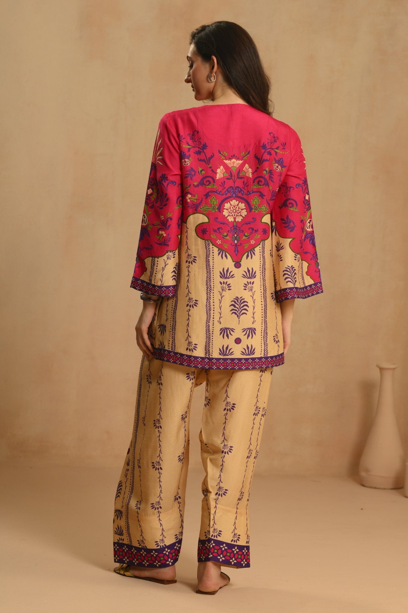 Pink Gulnaar Heritage Kurta Set Taroob