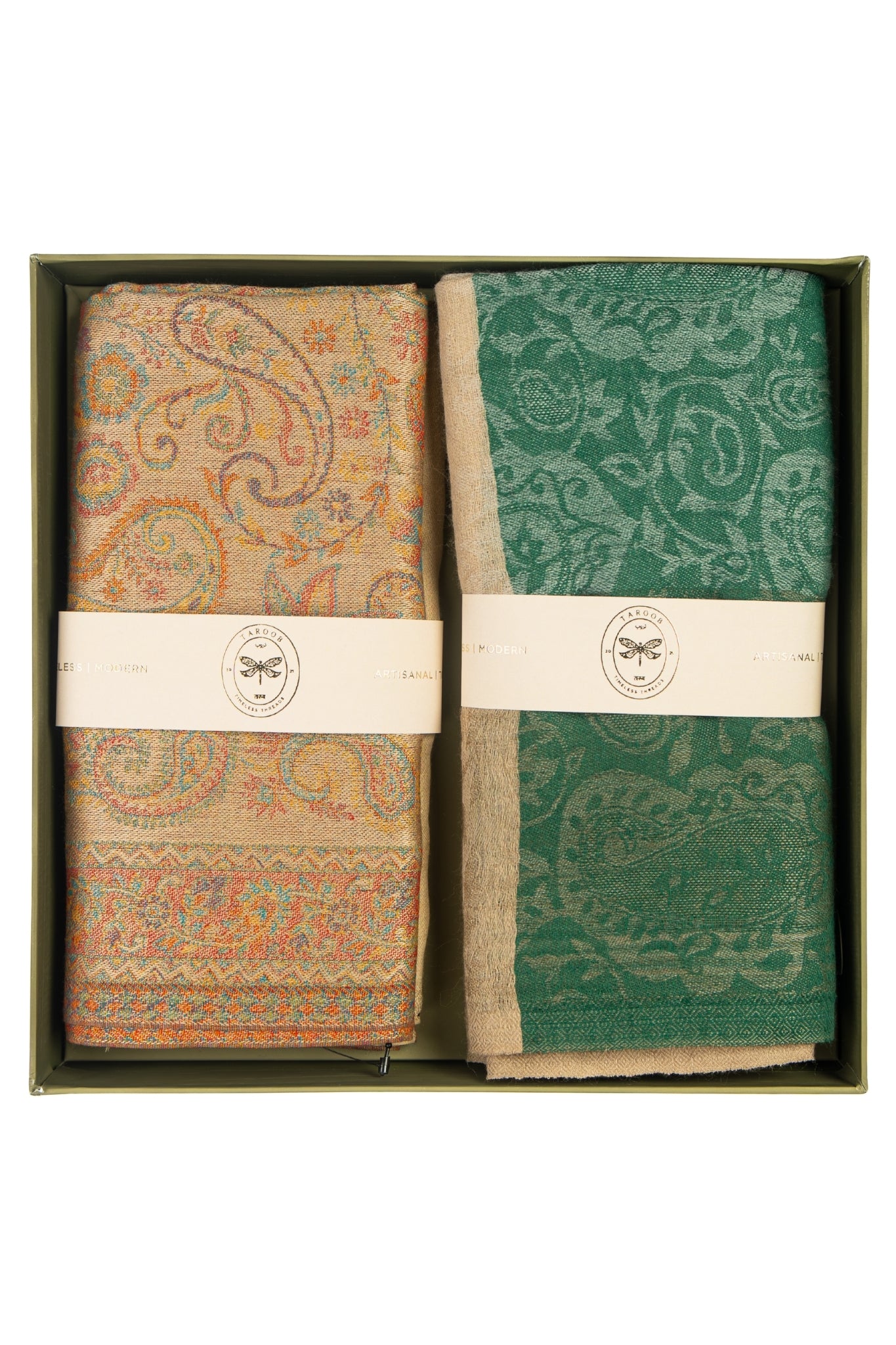 Taroob Gift Set of Silk Jama Stole for Her & Fine Wool Stole for Him