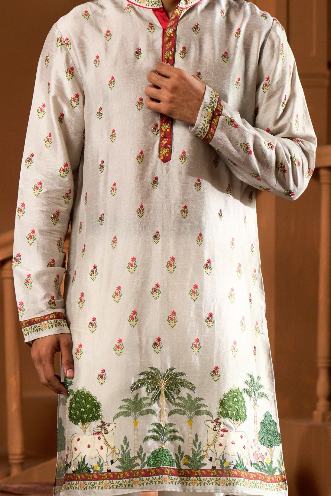 Taroob Embroidered Pichwai Kurta Pajama Set