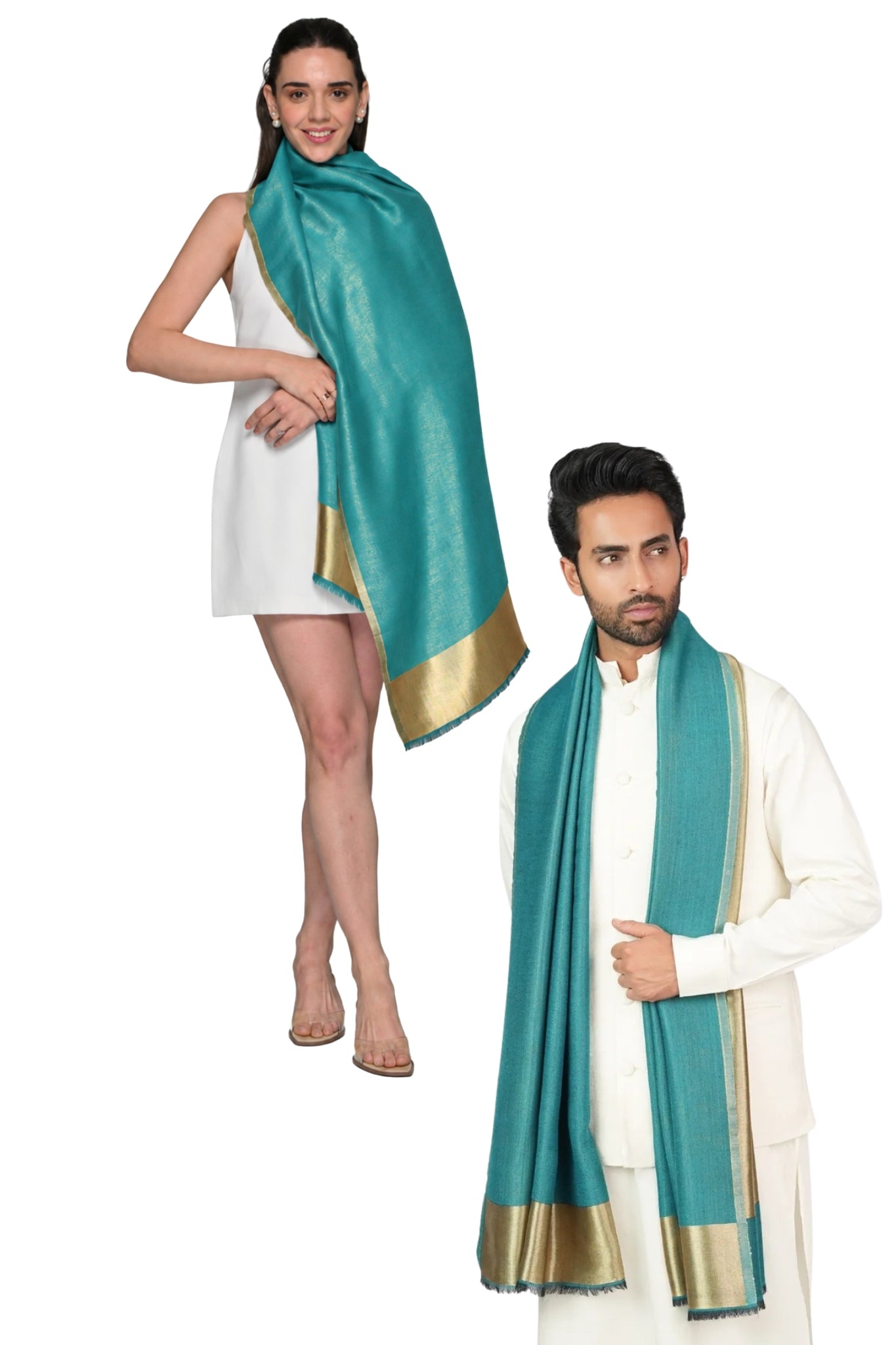 Taroob Gift Set of Unisex Wool Resham Stole for Him or Her