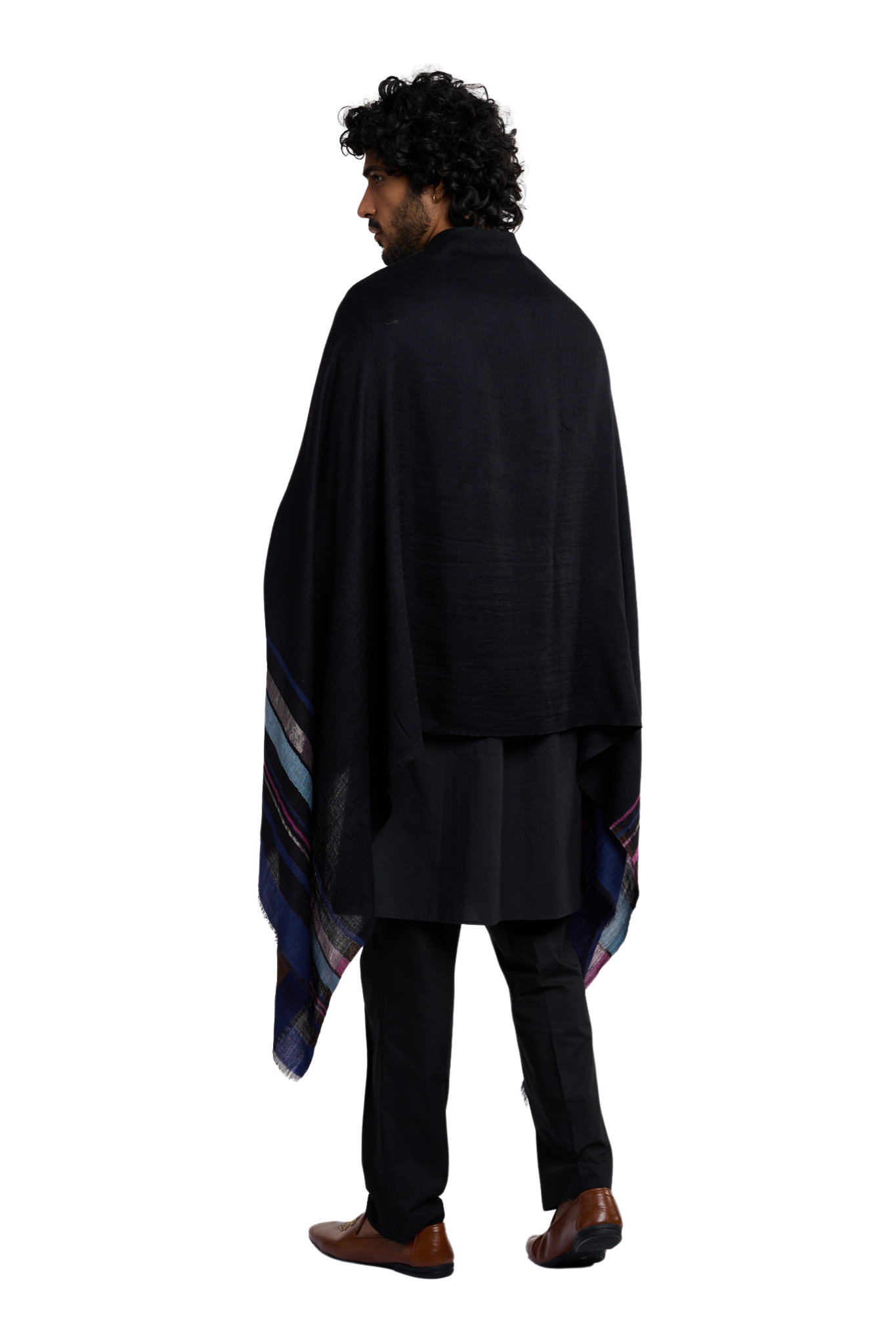 Men's Border Striper Reversible Zari Stole – Zari Stoles – Styling view | Taroob
