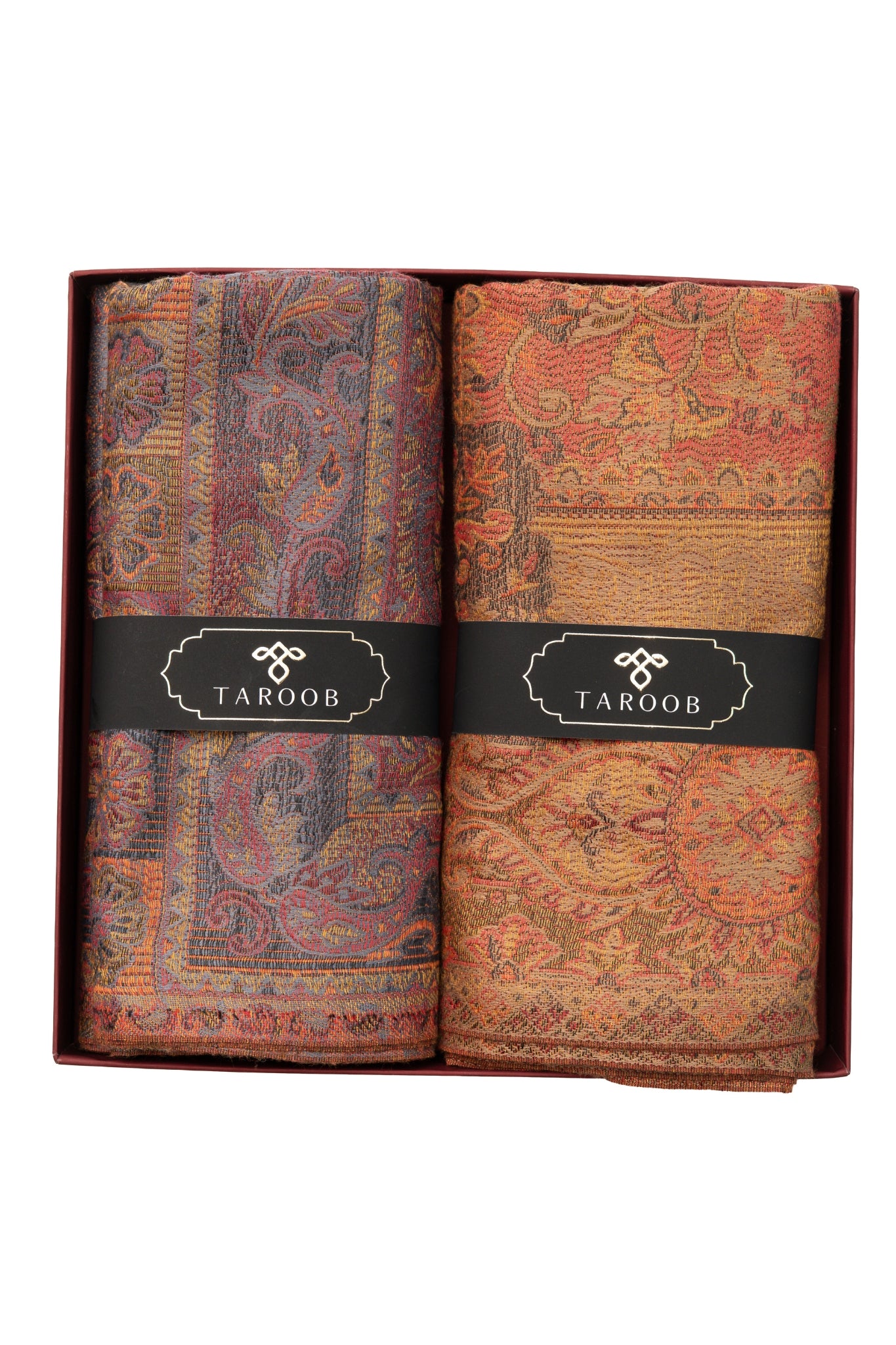Taroob Gift Set of Faux Pashmina Jamawar Shawls for Him & Her