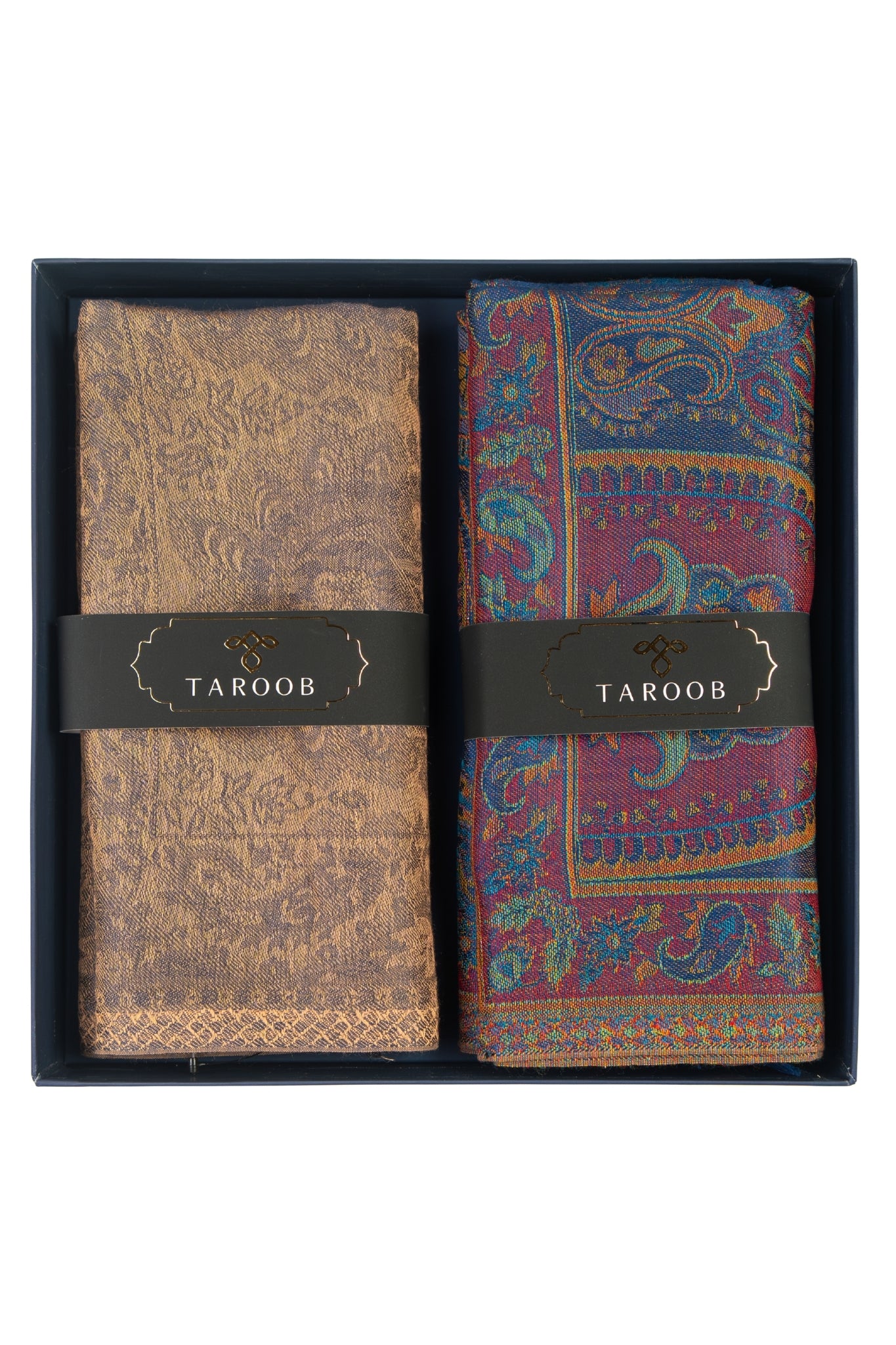 Taroob Couple Gift Set of Regal Kasmiri Jamawar Stoles for Him & Her