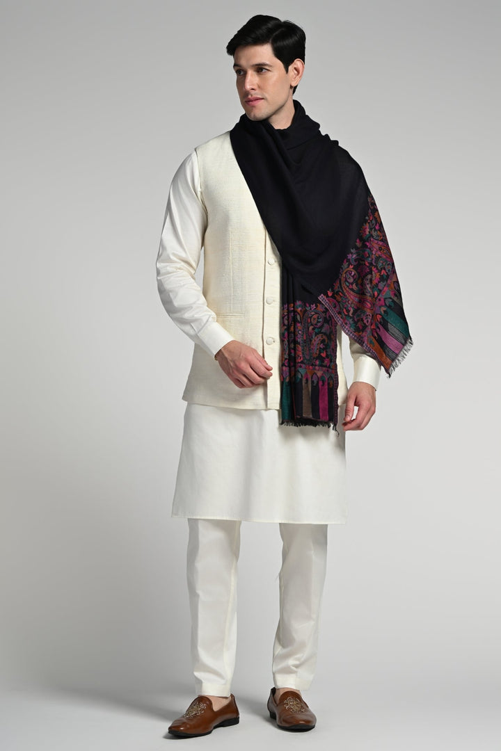 Taroob Kashmiri Border Silk Kaani Stole