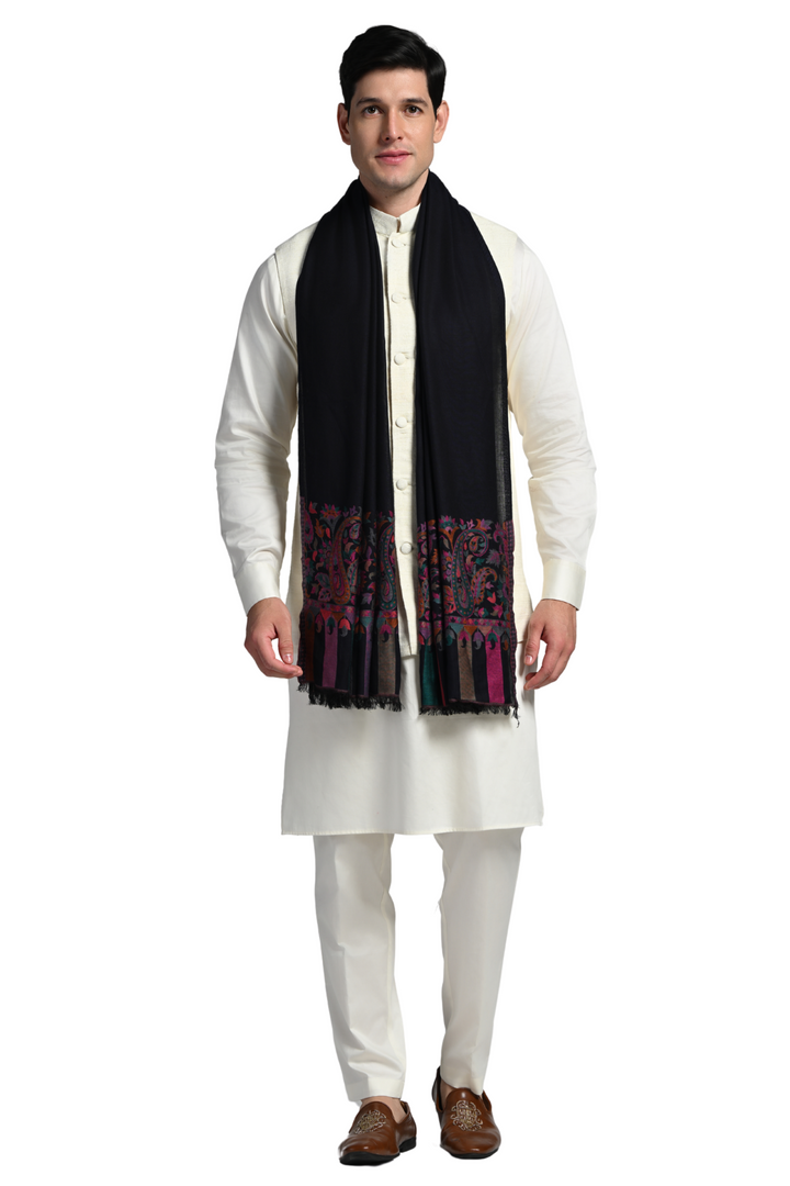 Taroob Kashmiri Border Silk Kaani Stole