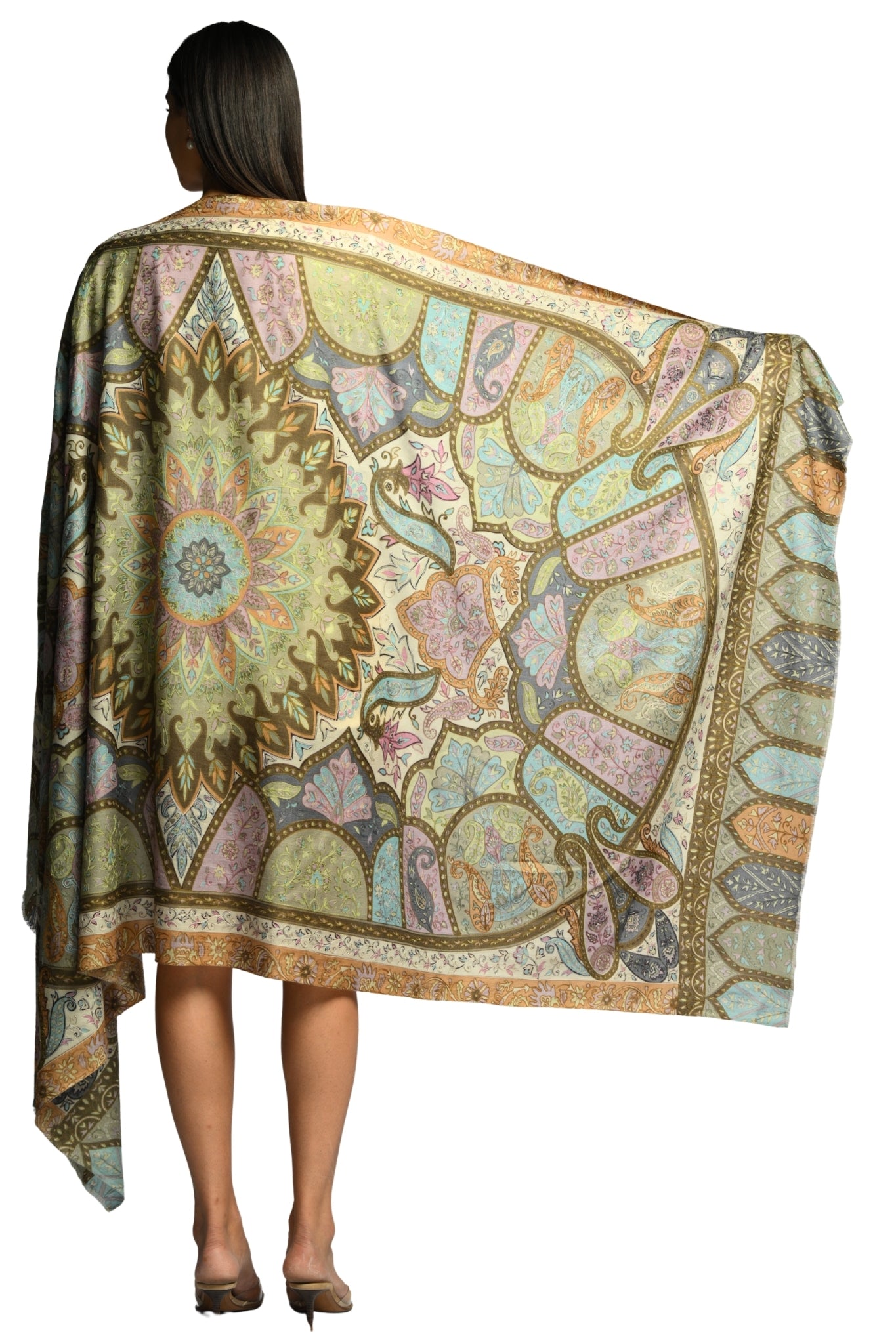 Taroob Noor Kalamkari Paisley Embroidered Shawl