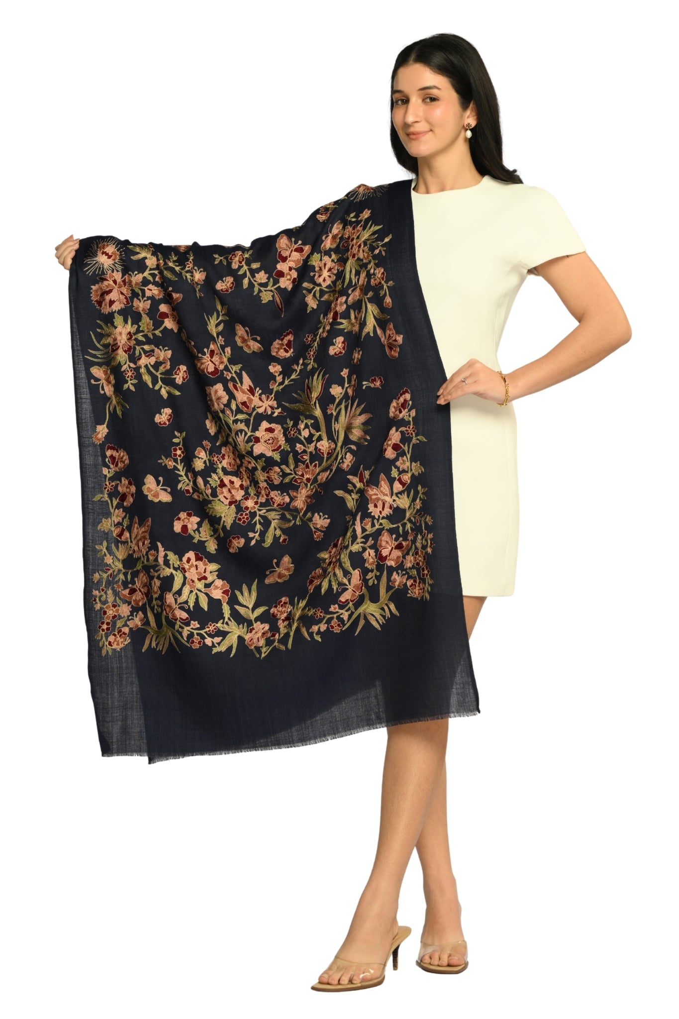 Taroob Butterfly Bloom Embroidered Stole