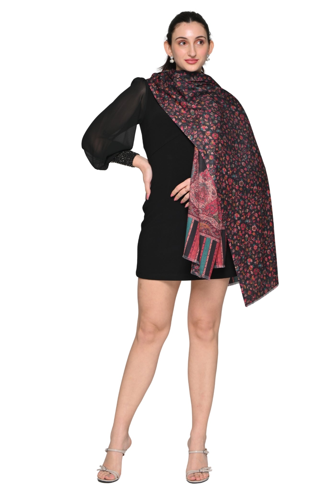 Reversible Printed Kashmiri Stole – Women's Printed Stoles – Alternate view | Taroob