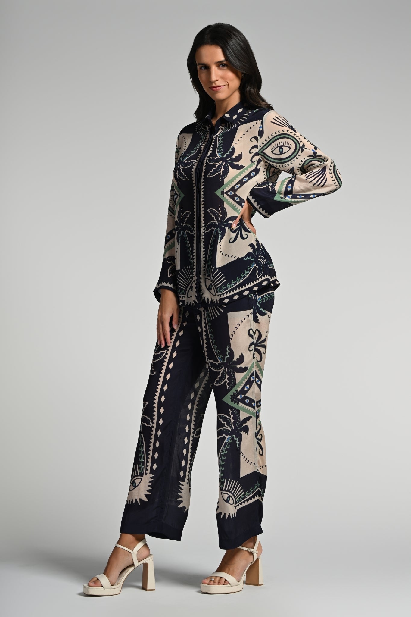 Geo Palms Co-ord Set – Women's Coords & Shirts – View 5 | Taroob