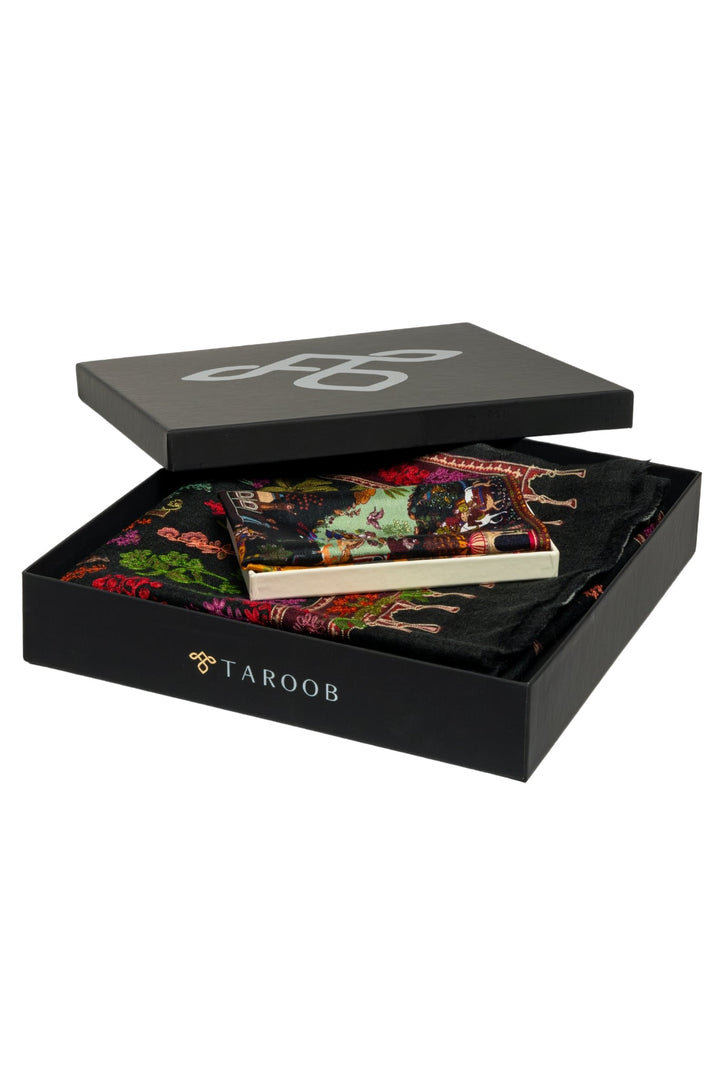 Taroob Couple Gift of Authentic Wool Kalamkari Stole for Her & Pocket Square for Him
