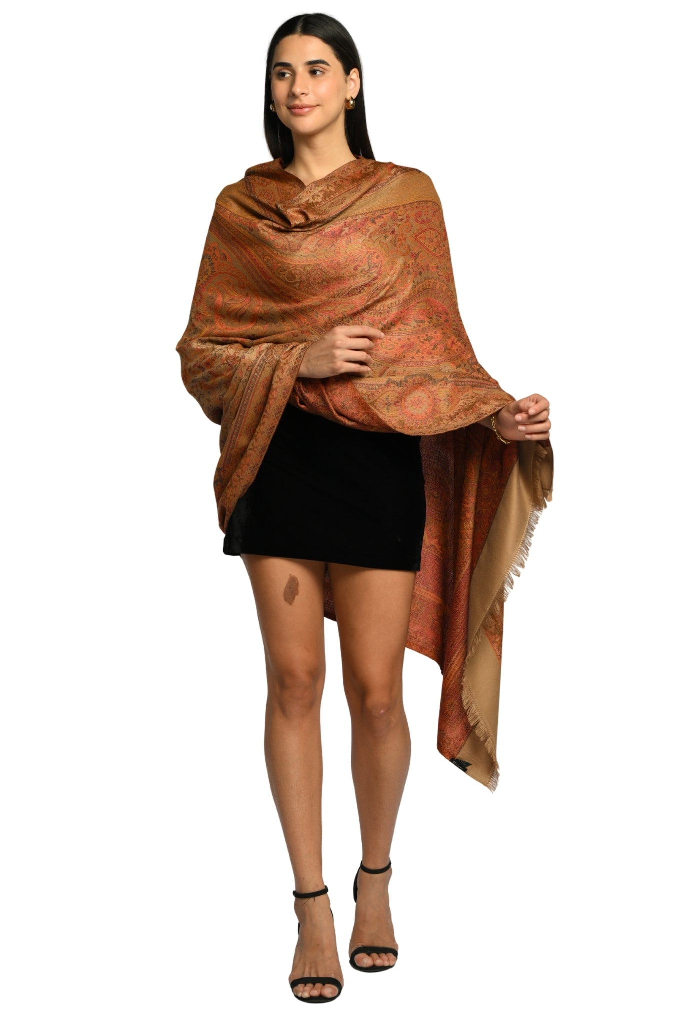 Taroob Faux Pashmina Antique Jamawar Shawl