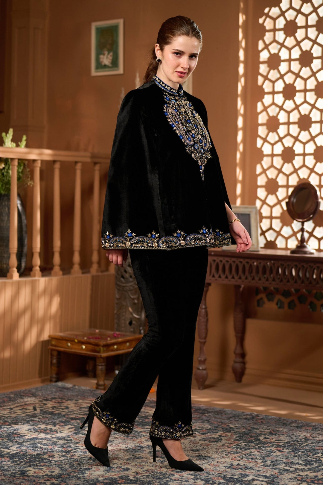 Taroob Velvet  Embroidered Zewar Cape