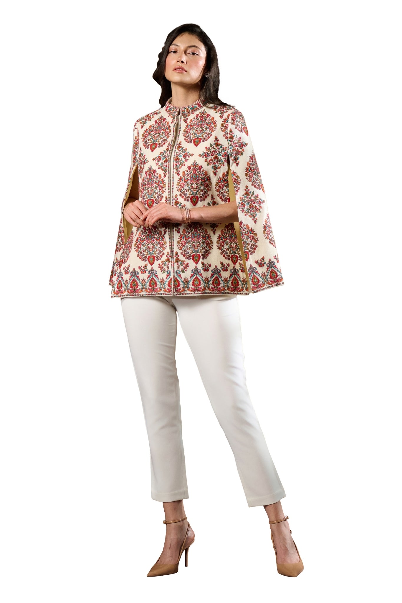 Emboidered Kashmir Gulistan Cape – Women's Capes – Image 1 | Taroob