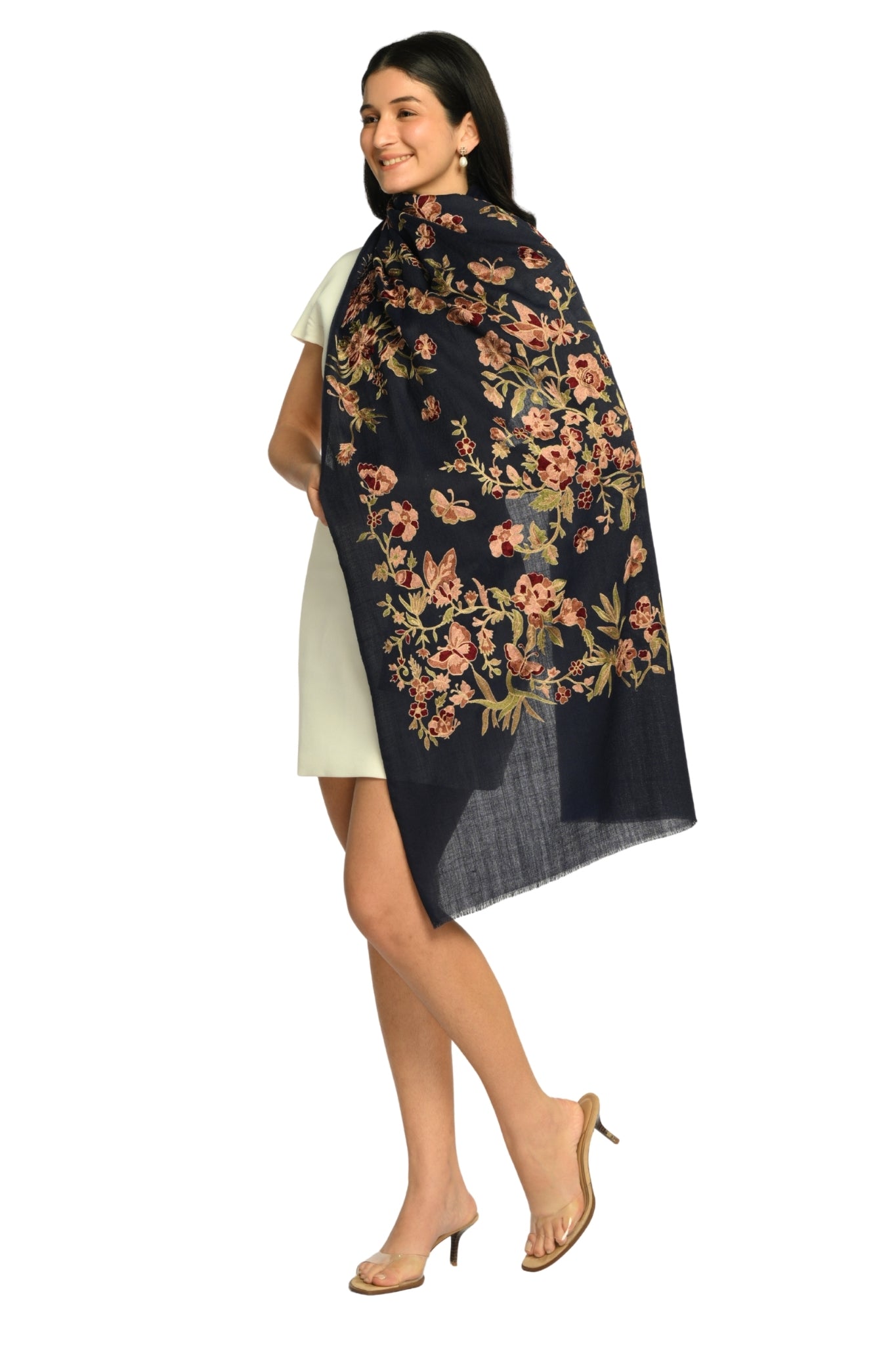 Taroob Butterfly Bloom Embroidered Stole