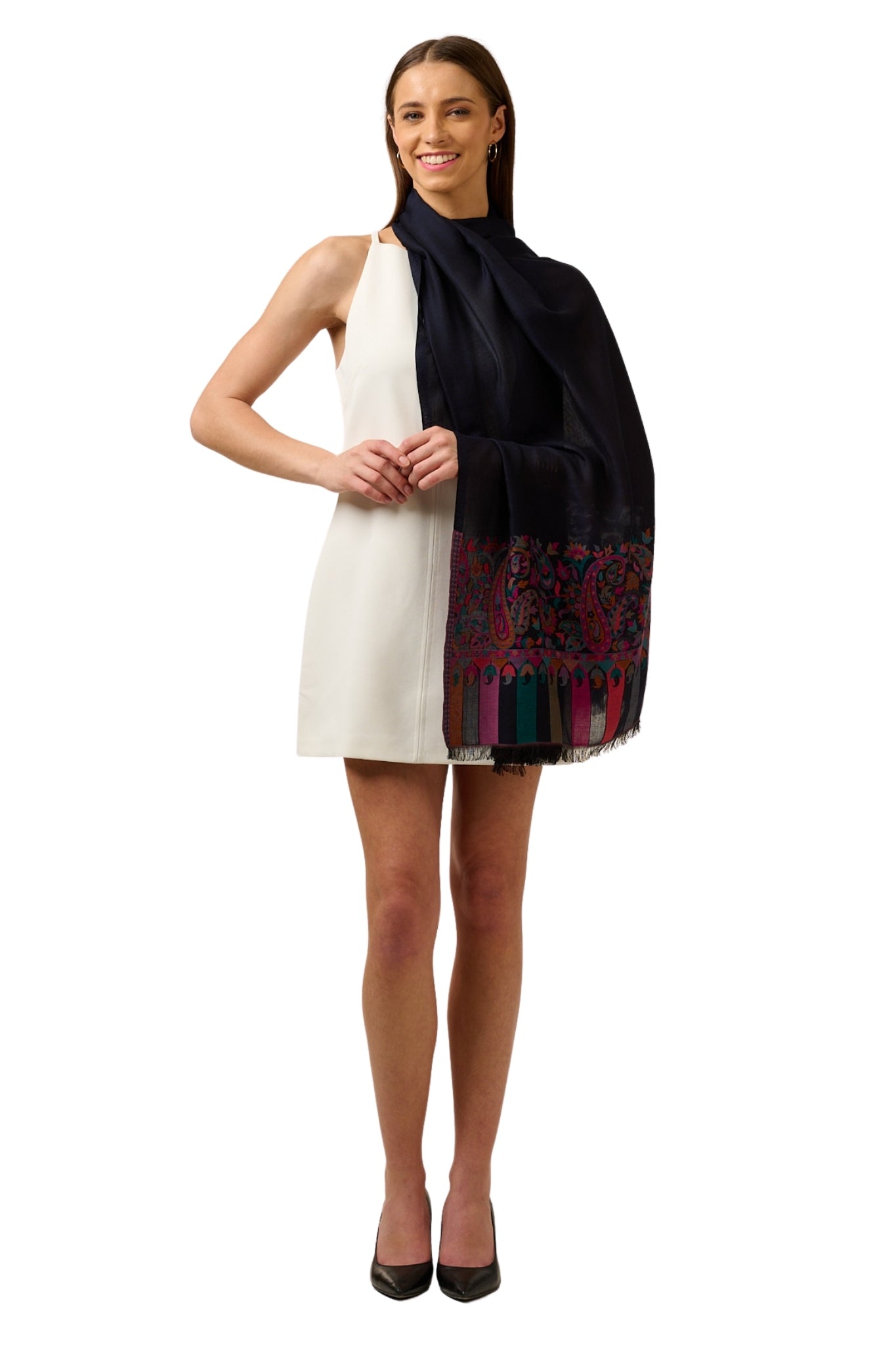 Taroob Kashmiri Border Silk Kaani Stole