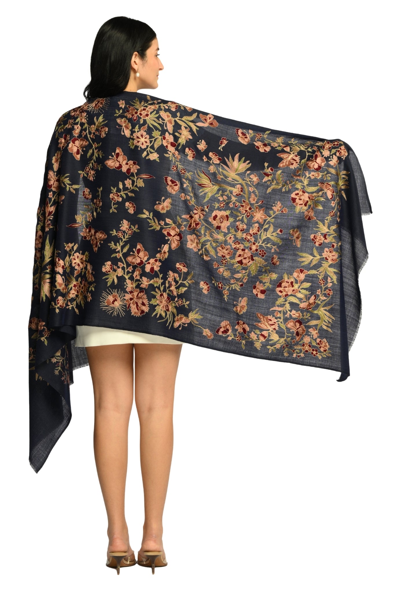 Taroob Butterfly Bloom Embroidered Stole