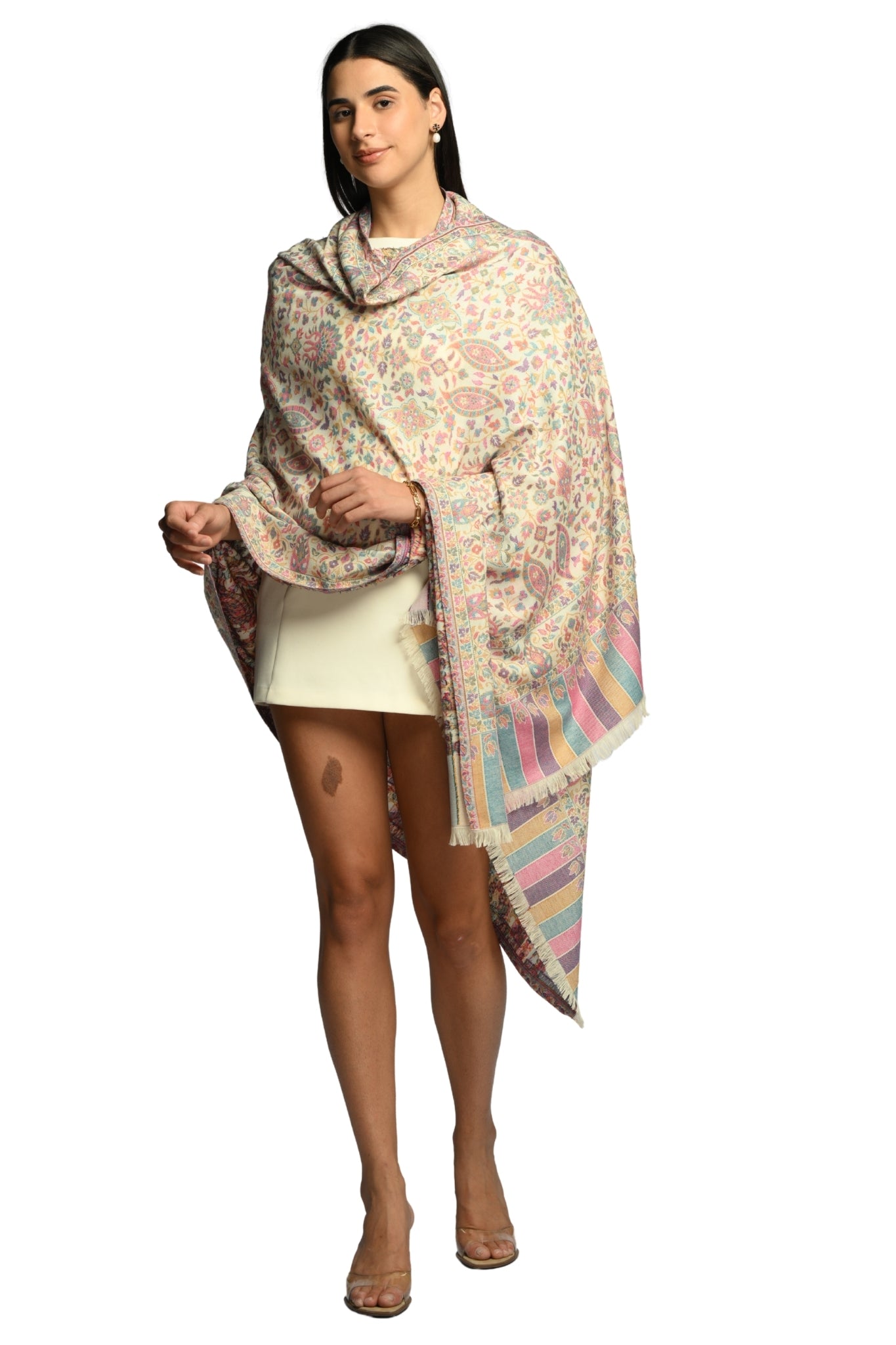 Taroob Faux Pashmina Antique Kaani Shawl