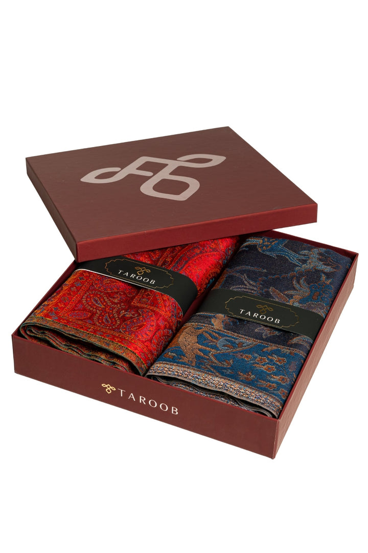 Taroob Couple Gift Set of Kashmiri Silk Jamawar Stoles for Him & Her