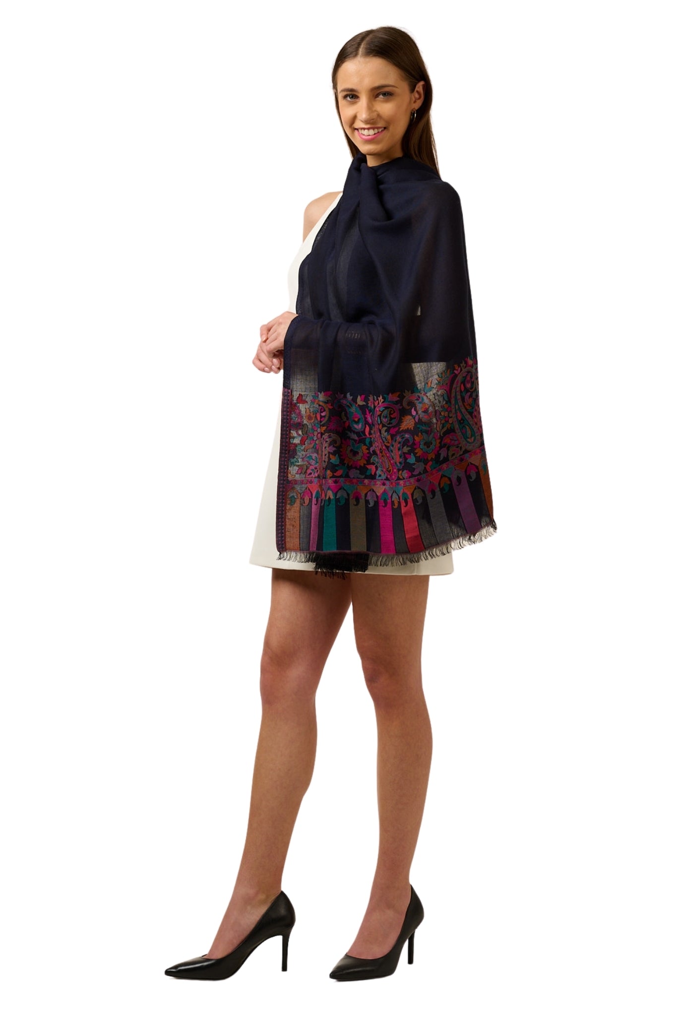 Taroob Kashmiri Border Silk Kaani Stole