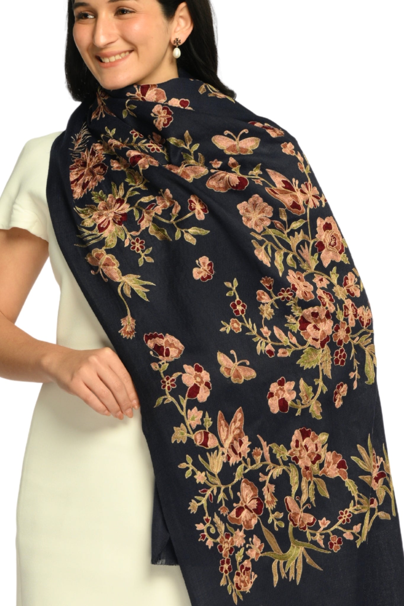 Taroob Butterfly Bloom Embroidered Stole
