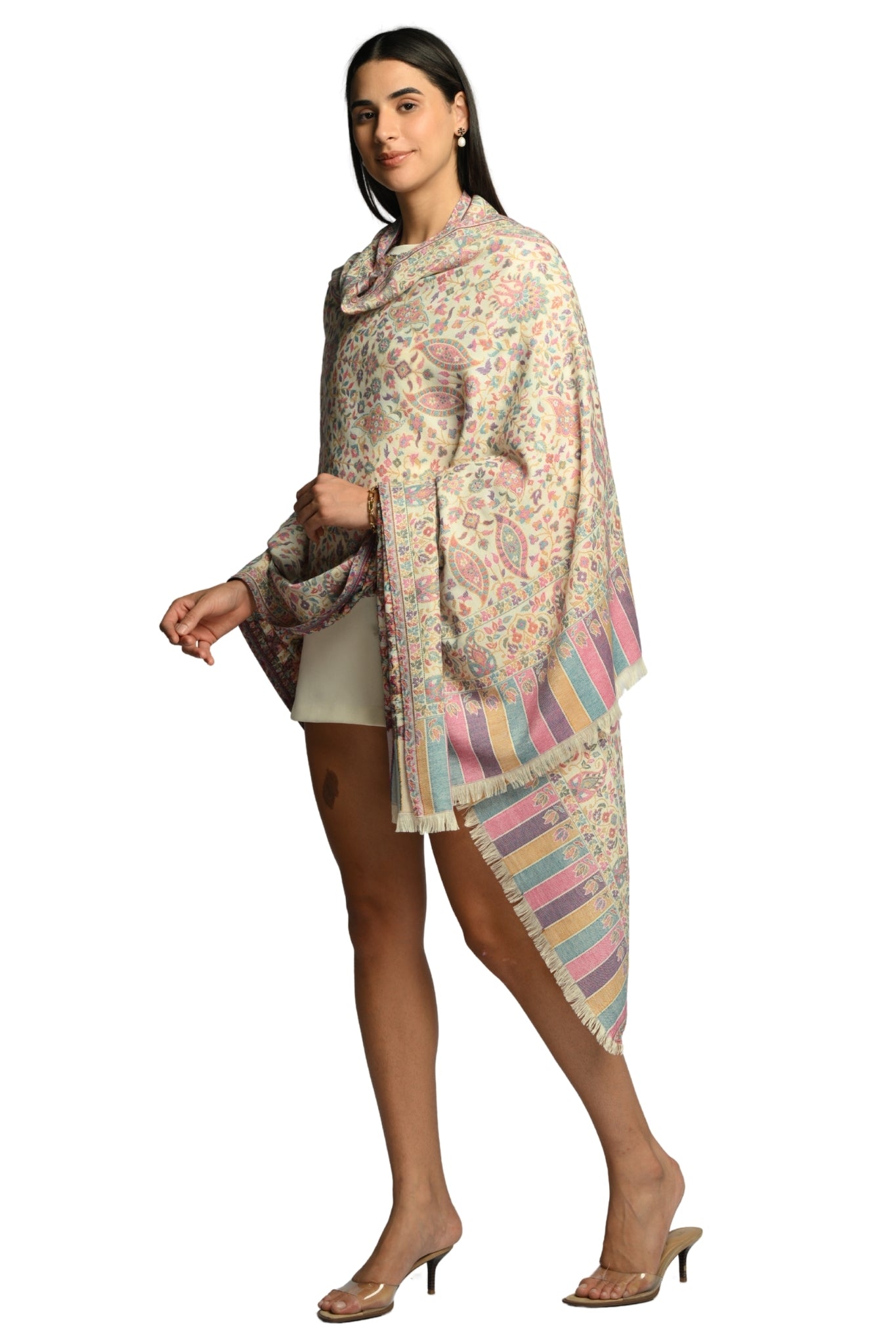 Taroob Faux Pashmina Antique Kaani Shawl