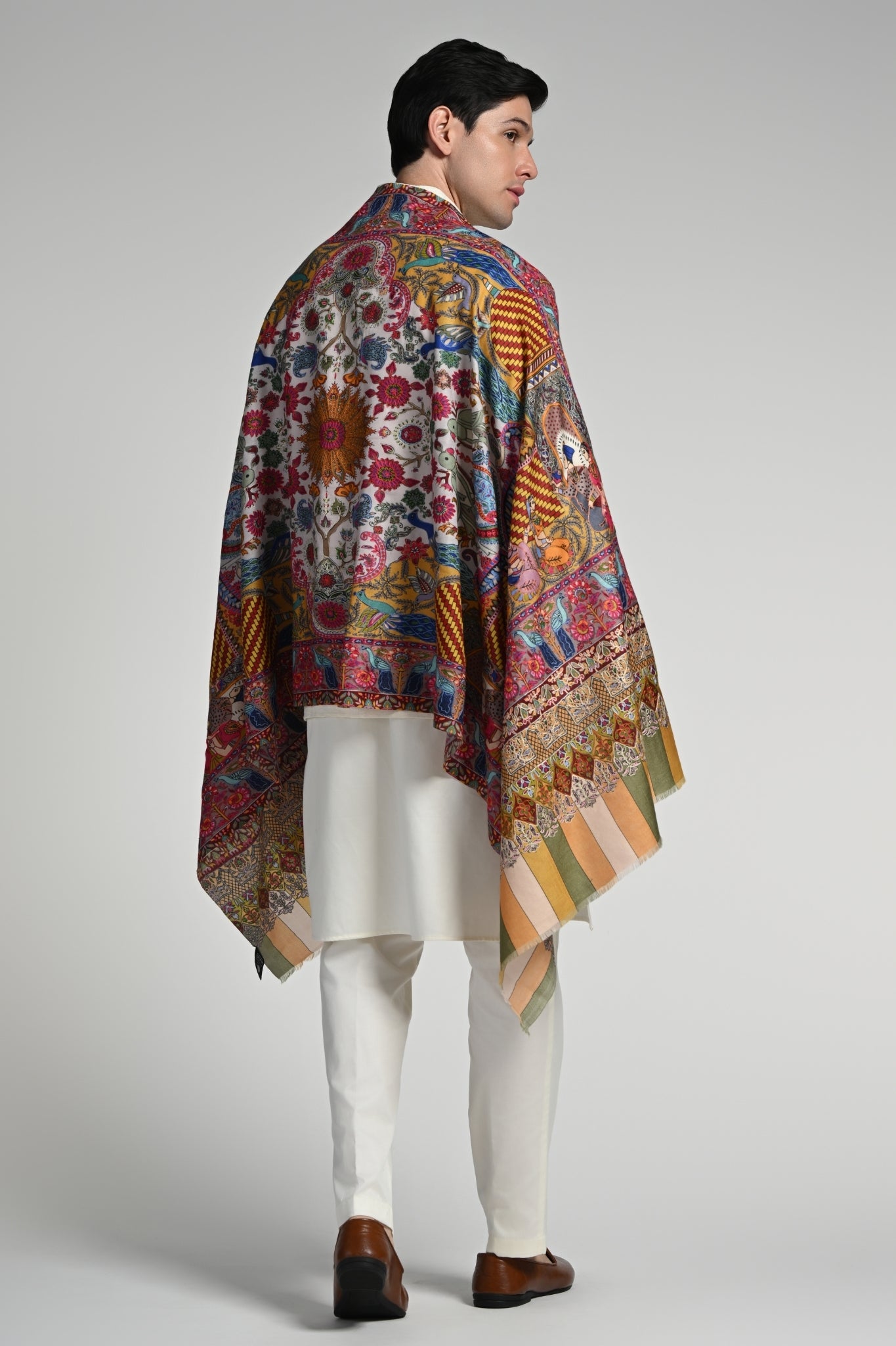 Taroob Royal Raj-Darbar Fine Wool Kalamkari Stole