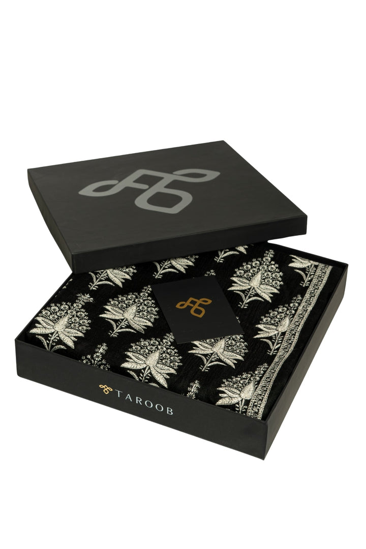 Taroob Gift Set of Unisex  Monochrome Embroidered Stole for Him or Her